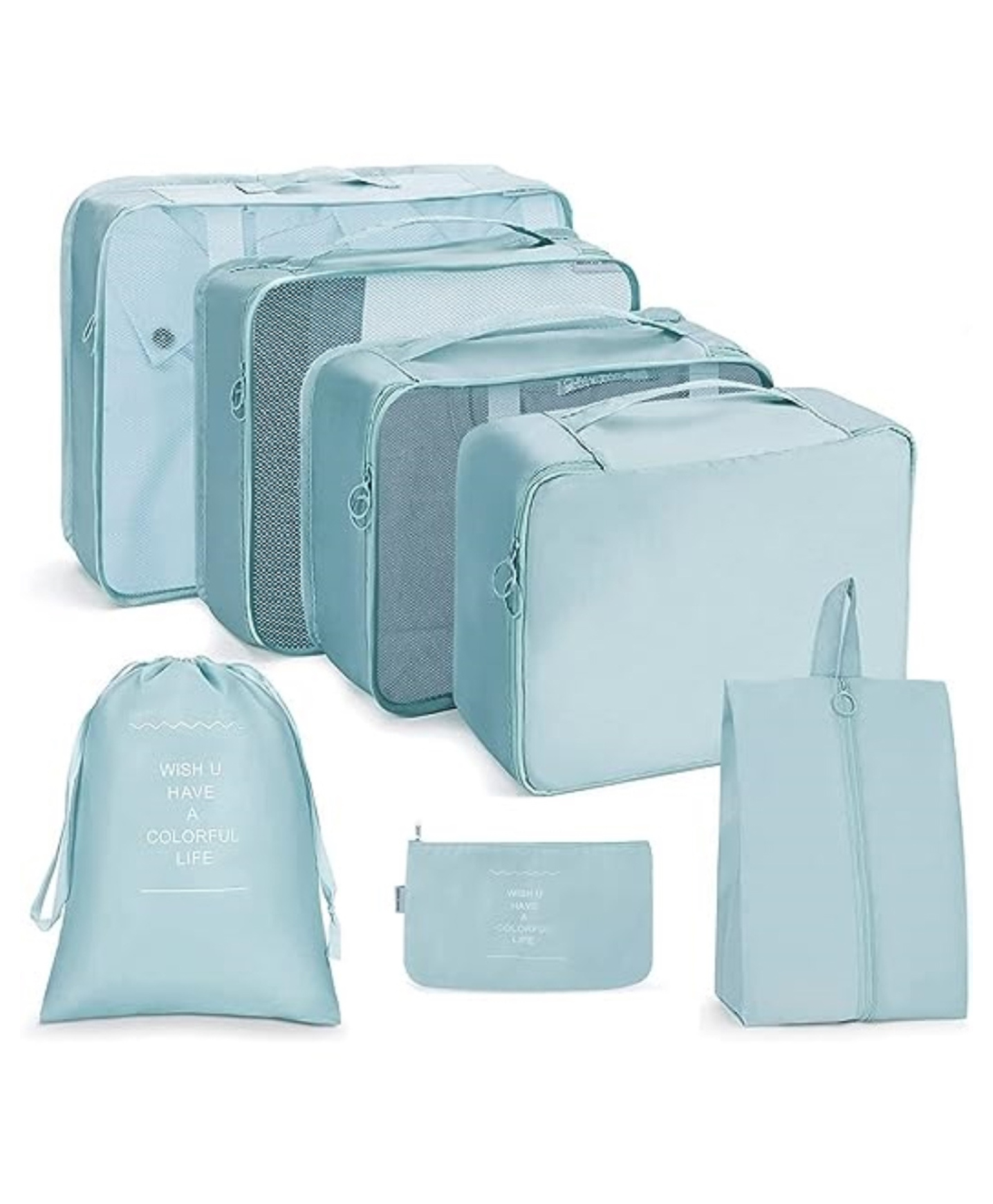 Uninest 7 Pcs Set Packing Cubes for Travel with Laundry Bag, Lightweight Luggage Organizers Bags for Clothes, Cosmetics, Underwear, Shoes for Men & Women (Sky Blue)-image-23