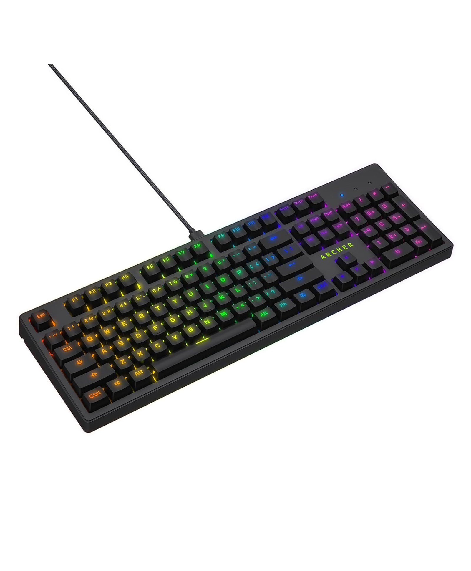 Archer Tech Lab RGB Gaming Mechanical Keyboard with Clicky JERRZI Blue Switches, Anti-Ghosting Keys, 21 RGB Modes & Music Visualizer LED Backlit, Software-Enabled Customization, Braided USB C Cable-image-14