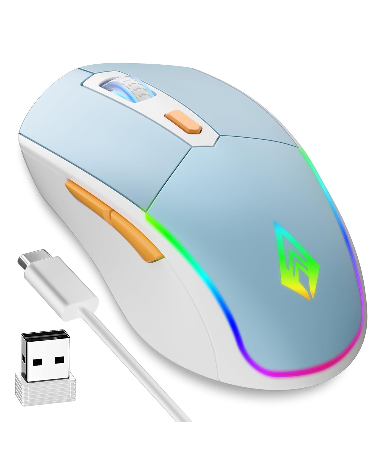Archer Tech Lab Recurve 700 Wireless Bluetooth Gaming Mouse, 2.4GHz USB Dongle, 3 Device Connectivity, 7 RGB Breathing Light, 500mAh USB-C Rechargeable Battery, 4 DPI Levels 1200-3200 Ergonomic Design-image-42