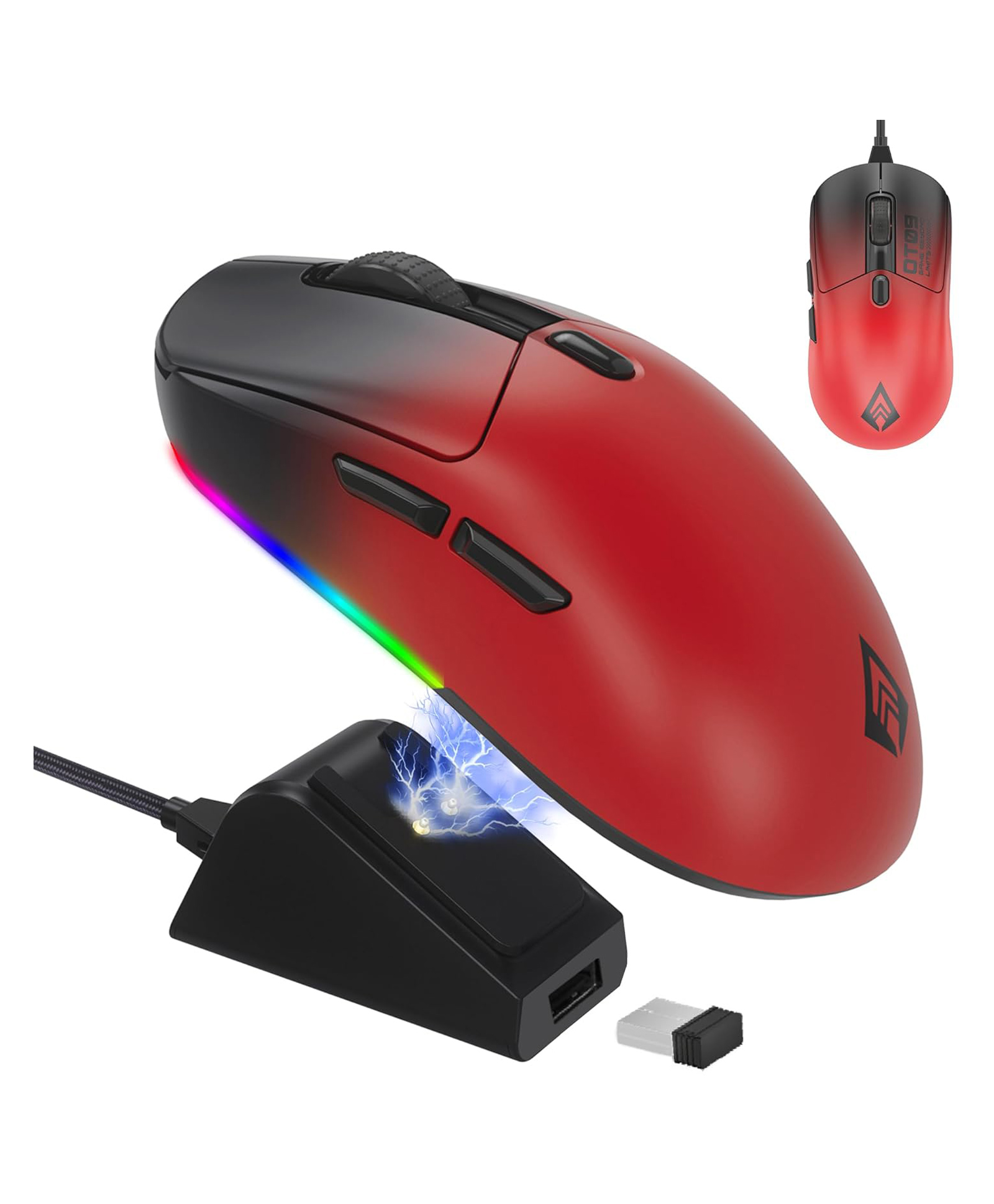 Archer Tech Lab Quest Wireless Gaming Mouse | Multi-Mode Connectivity 2.4Ghz, Bluetooth 5.1 Wired, 6 DPI Settings, 8 Mode RGB Lighting, Ergonomic Design |7 Keys, for Windows-picture-18