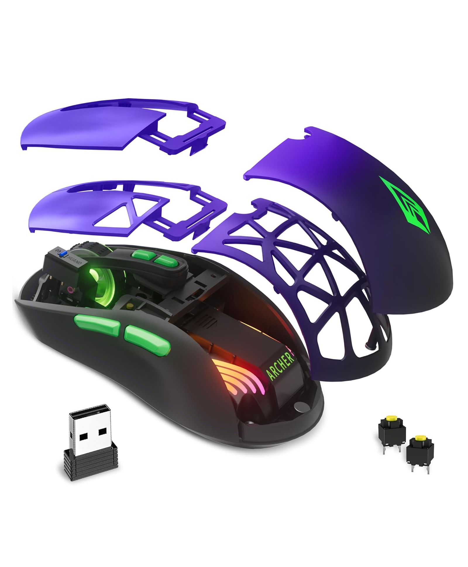 Archer Tech Lab Hawkeye Wireless Gaming Mouse| Multi-Mode Connectivity (2.4Ghz, Bluetooth, Wired),6 DPI Settings, RGB Lighting, Ergonomic Design| Rechargeable 450Mah Battery,7 Keys,1000hz Polling Rate-picture-14