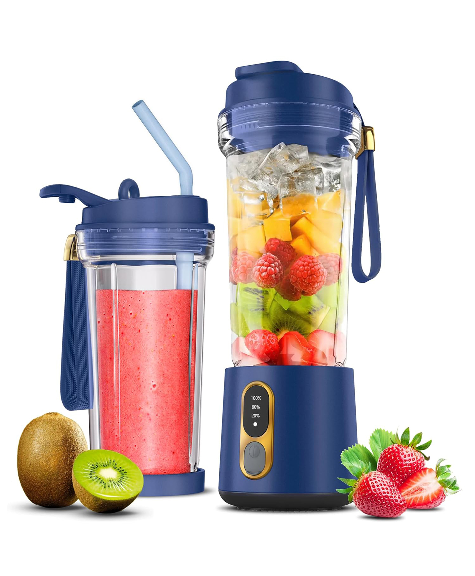 HOMEBASIC R100 Portable Blender Juicer for Kitchen Smoothies Juices Shakes Crushing Ice Baby Food| 18000 RPM 300W Motor, 4000mAh Battery, 500 ml BPA-Free Food Grade Jar, Sharp SS Blades (Luxury Blue)