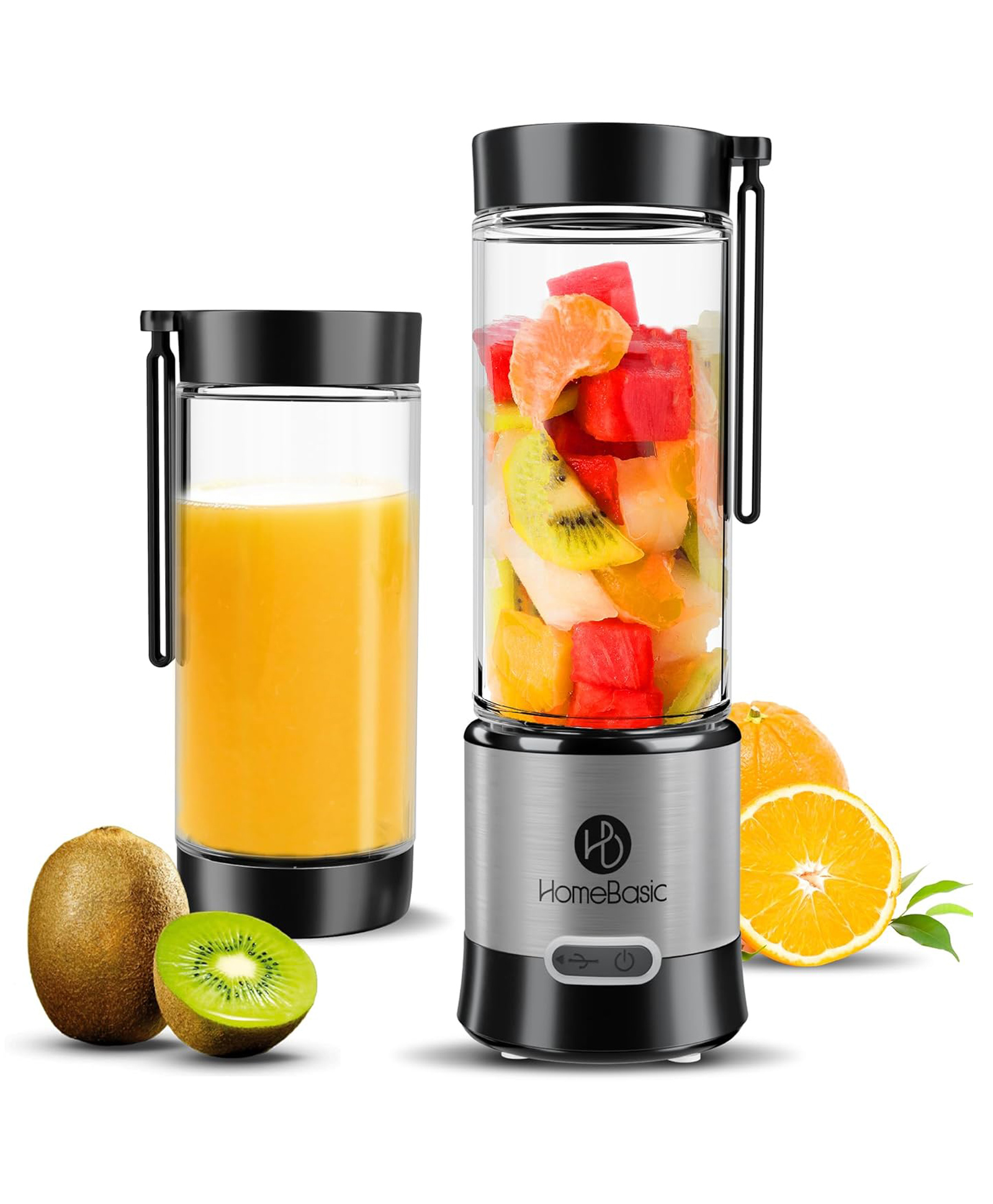HOMEBASIC 450 ml Borosilicate Glass Portable Blender Juicer for Kitchen Smoothies Juices Shakes Crushing Ice Baby Food| 16500 RPM 126W Motor, 4000mAh Battery, Food Grade Jar Stainless Steel Blades.-picture-20