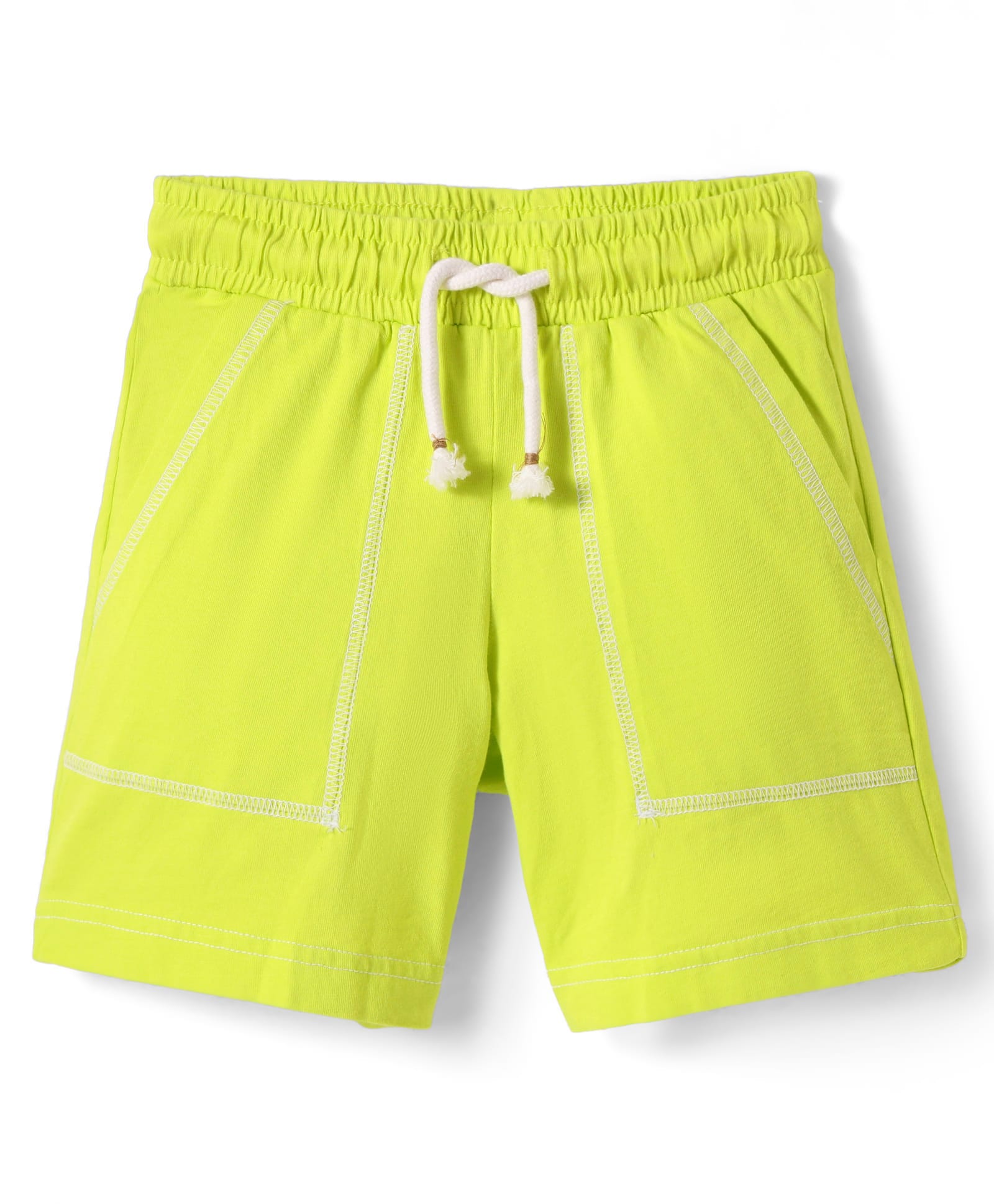 UCB Cotton Knit Above Knee Length Solid Shorts - Lime Green-picture-36