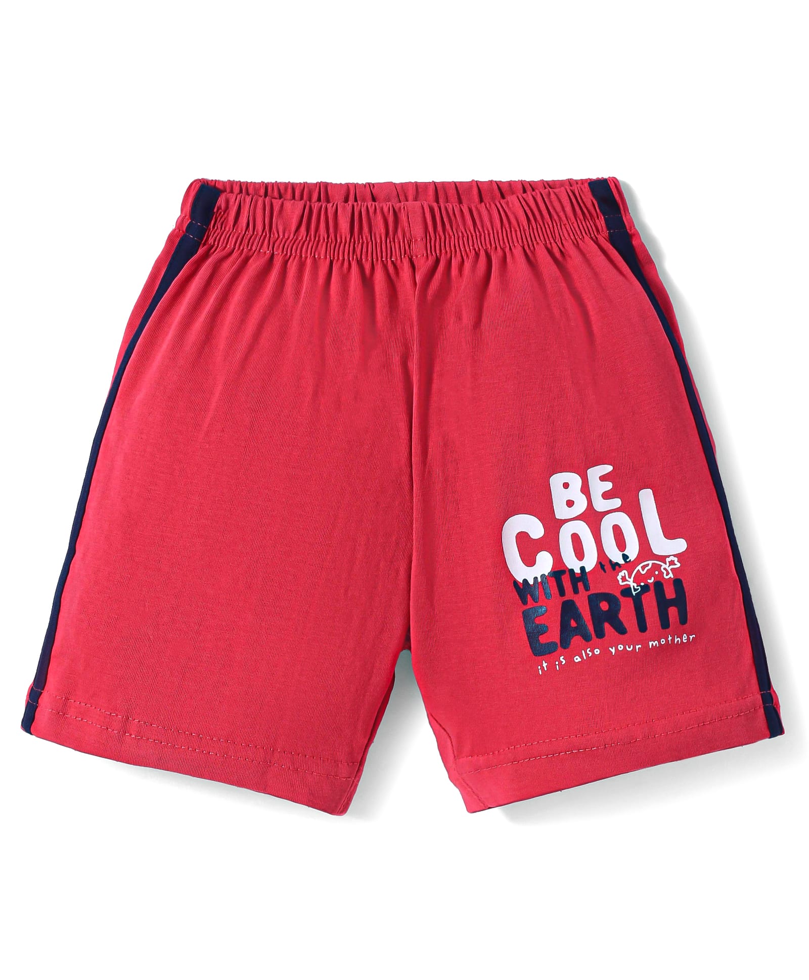 Tango Single Jersey Knee Length Shorts With Be Cool Text Print - Red-image-49