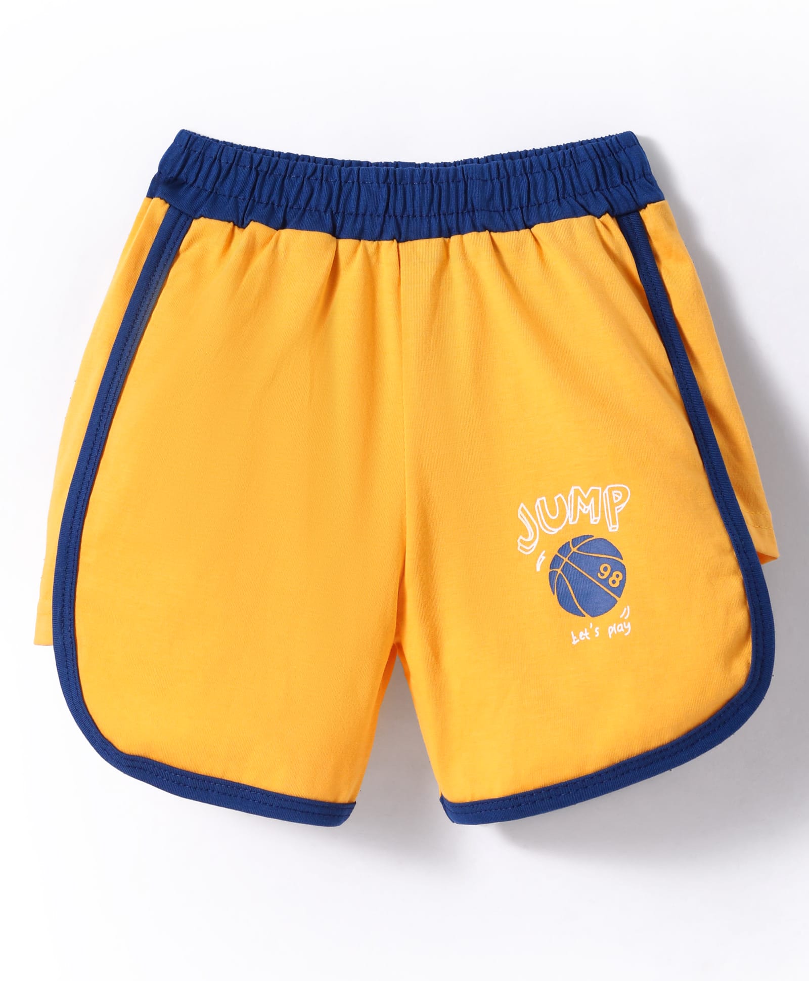 Tango Single Jersey Knit Above Knee Length Shorts with Lets Play Text Print - Yellow-picture-19