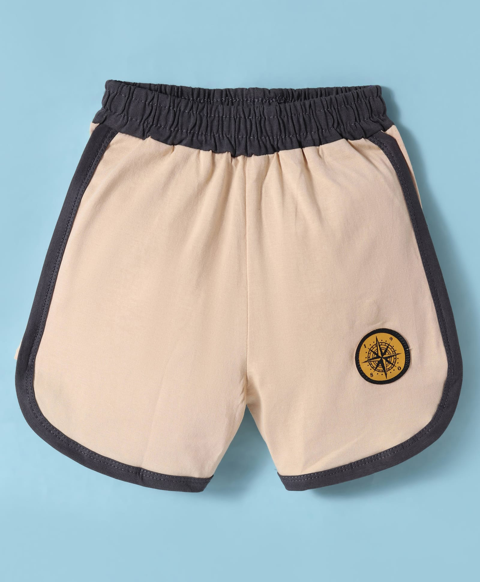 Tango Single Jersey Knee Length Shorts With Patch Detailing - Tan-image-20