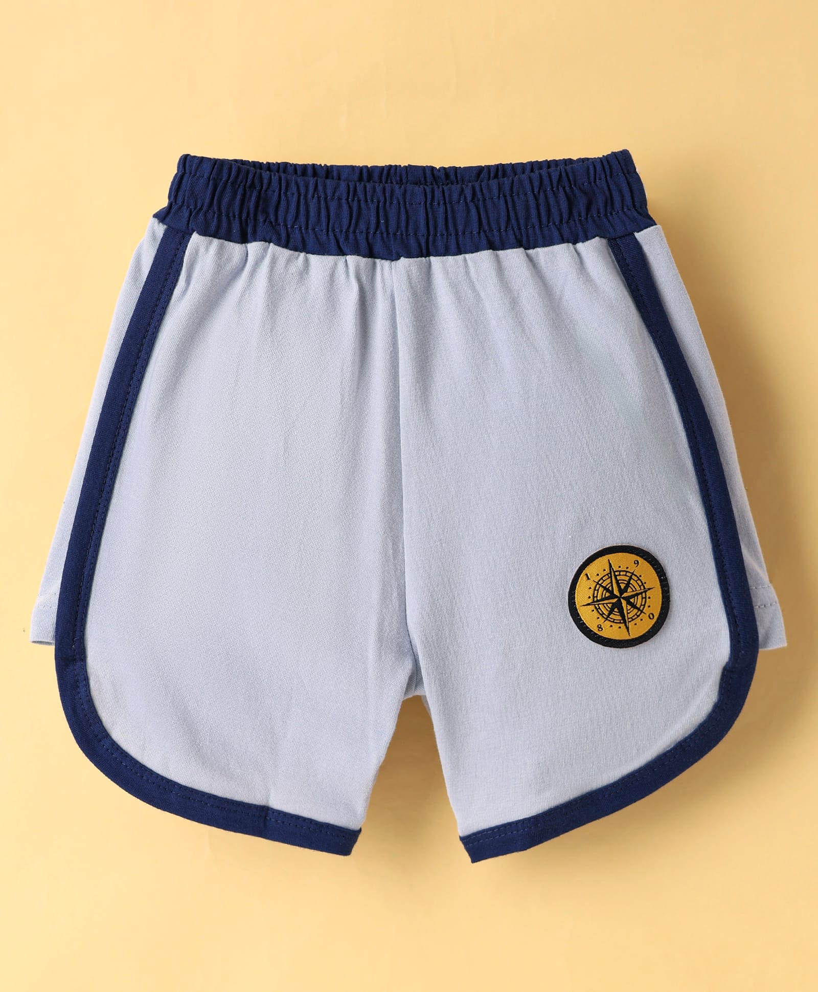 Tango Single Jersey Above Knee Length Shorts With Patch Detailing - Light Blue-picture-27