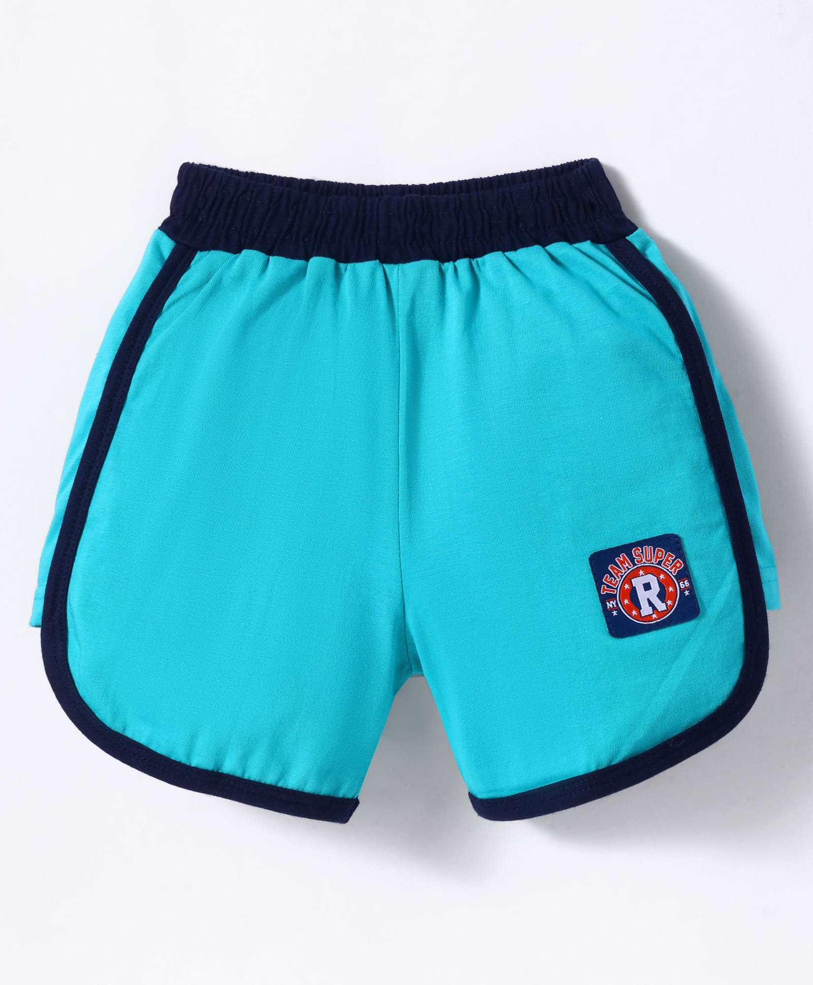 Tango Single Jersey Knit Above Knee Length Shorts with Super Team Badge - Turquoise-image-15