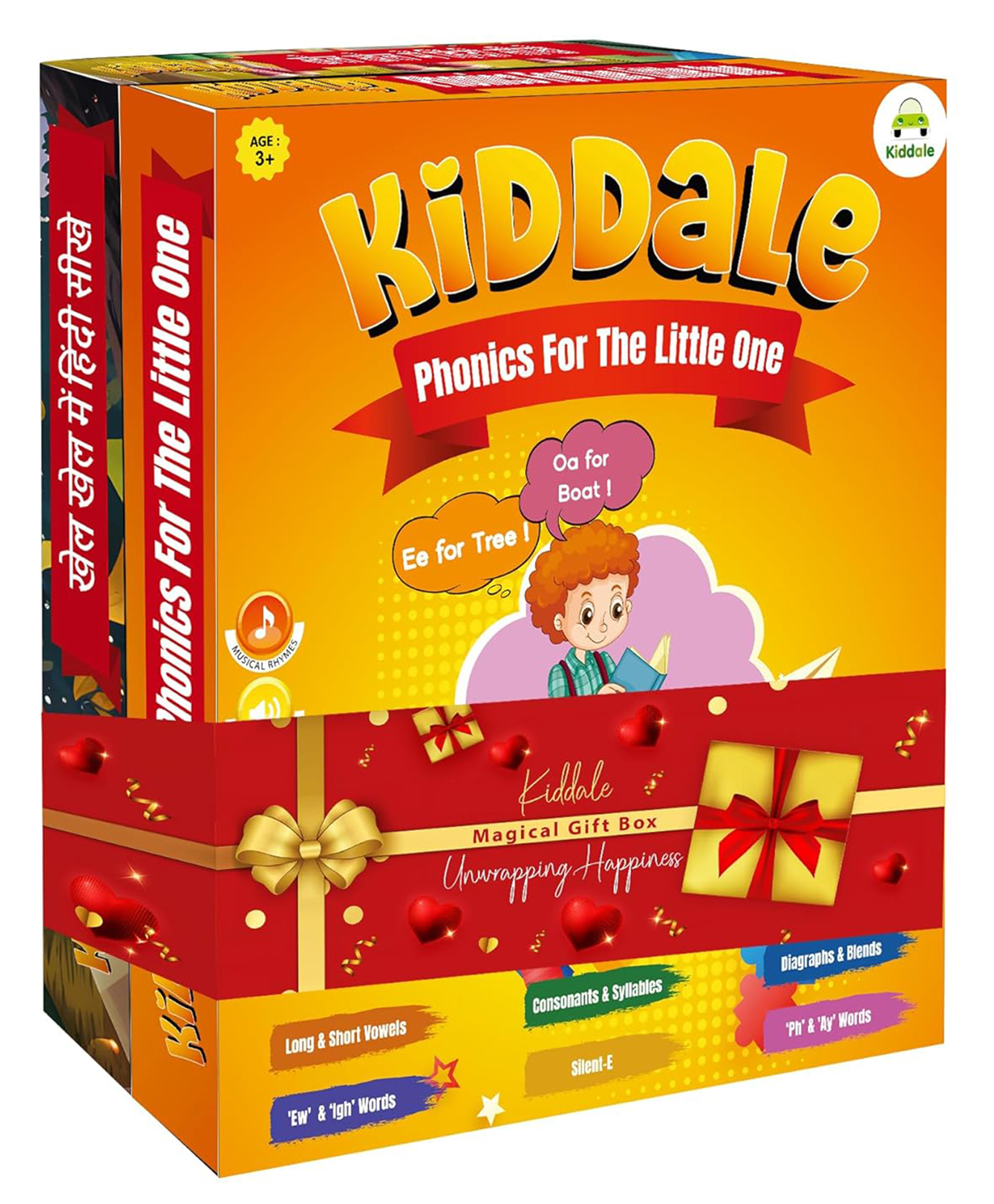 Kiddale 2-Pack English Phonics and Hindi Nursery Rhyme Musical Interactive Sound Books- Multicolor-image-40