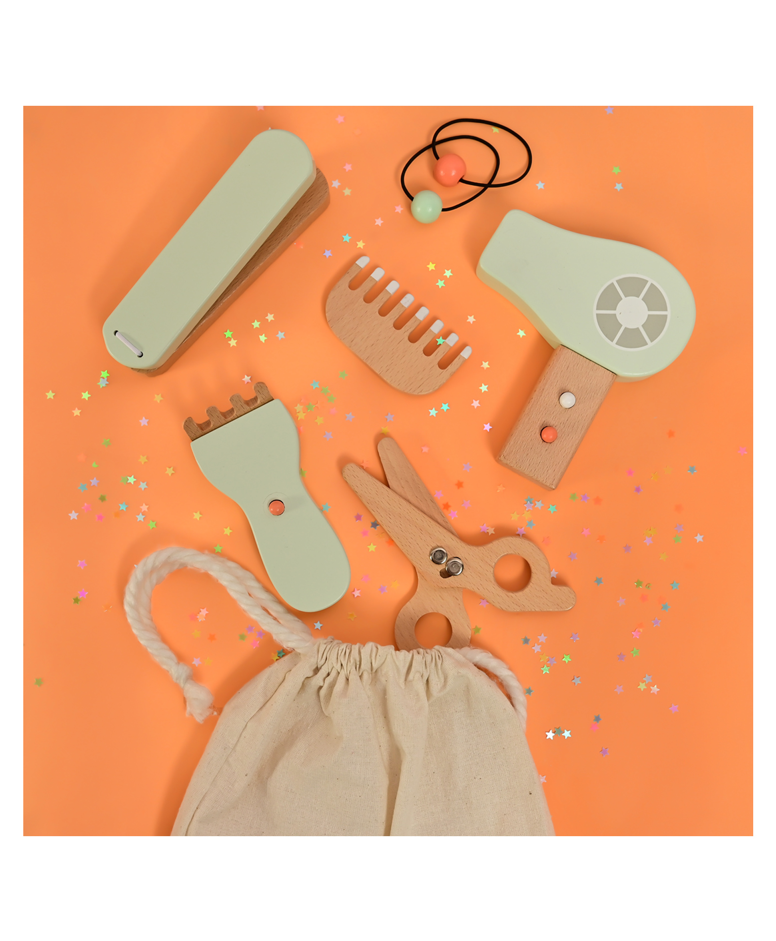 Playbox Comb & Shine - Wooden Kids Hair Salon Playset, Wooden Hair Styling Toys for Kids | Kids Barber Playset, Beauty Salon Fashion Pretend Play Set (Set of 1)-image-33