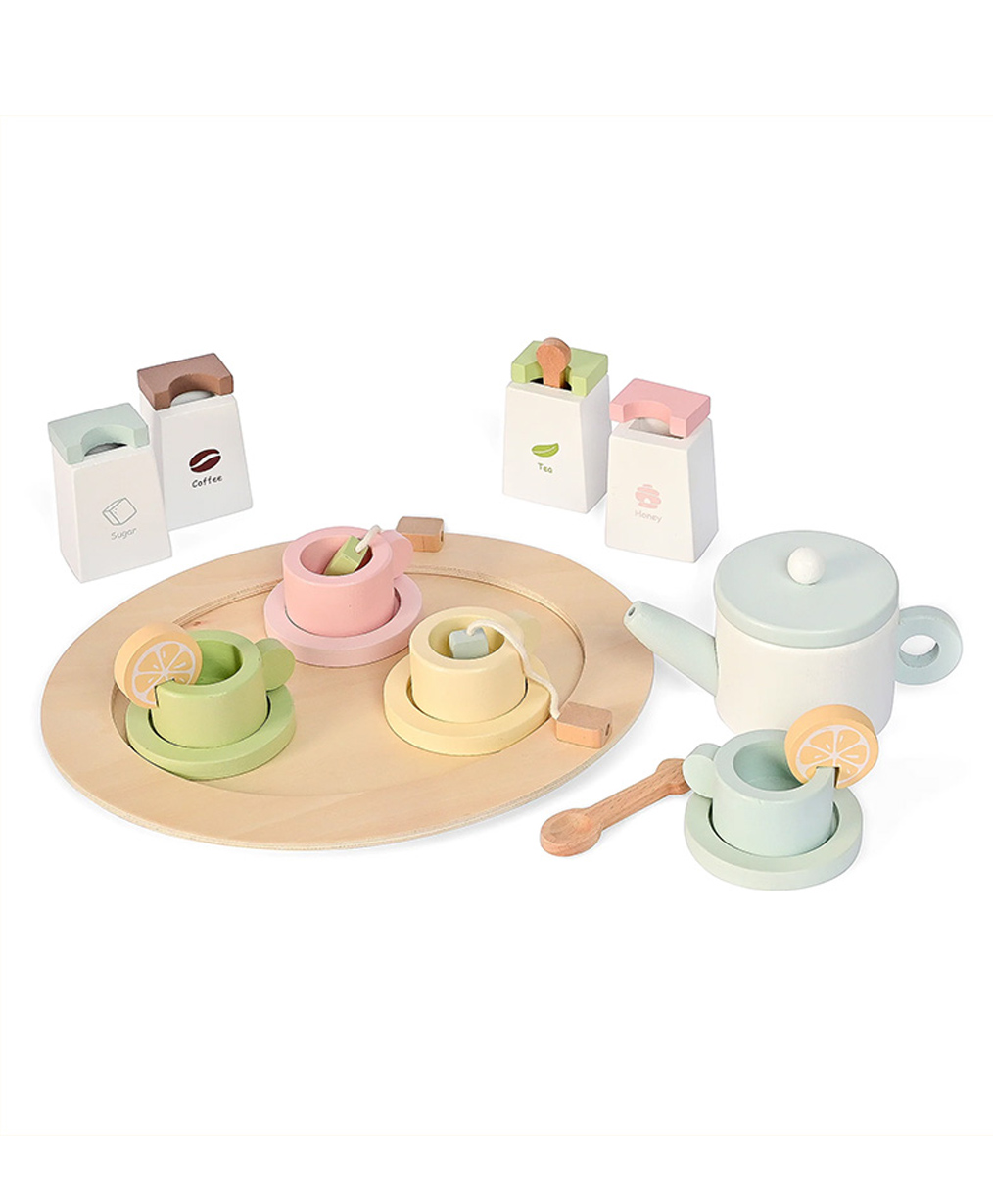 Playbox Wooden Tea Set for Kids | Tea Party Set for Toddlers 20pcs Playset Pretend Play Tea Set Toy |Tea Set Accessories for Kids Tea Party with Kitchen Play Food-image-36