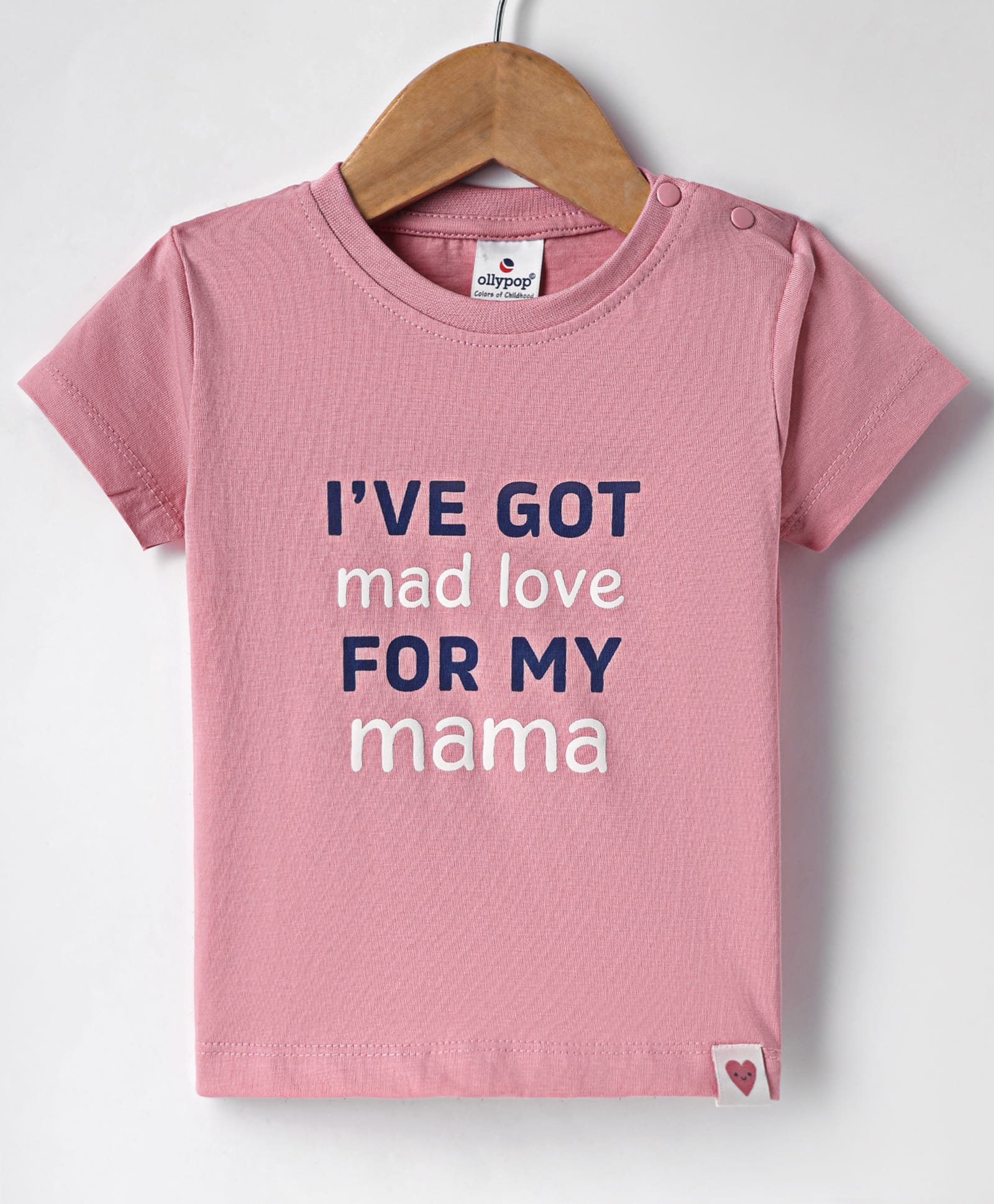 Ollypop Sinker Knit Half Sleeves T-Shirt with Ive Got Mad Love for My Mama Text Print - Rose Gold-image-13