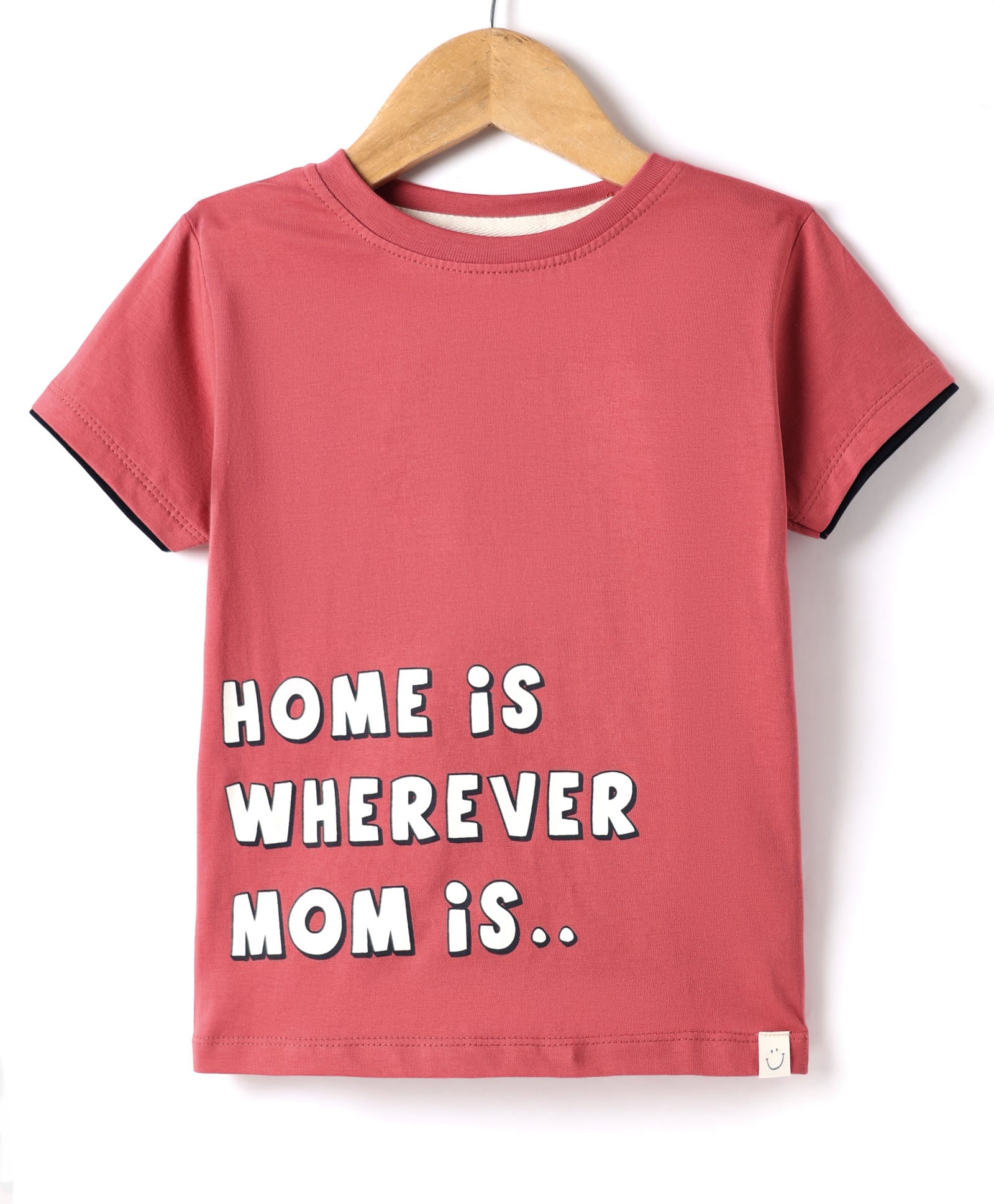 Ollypop Sinker Knit Half Sleeves T-Shirt with Text Print - Rose Gold-image-7