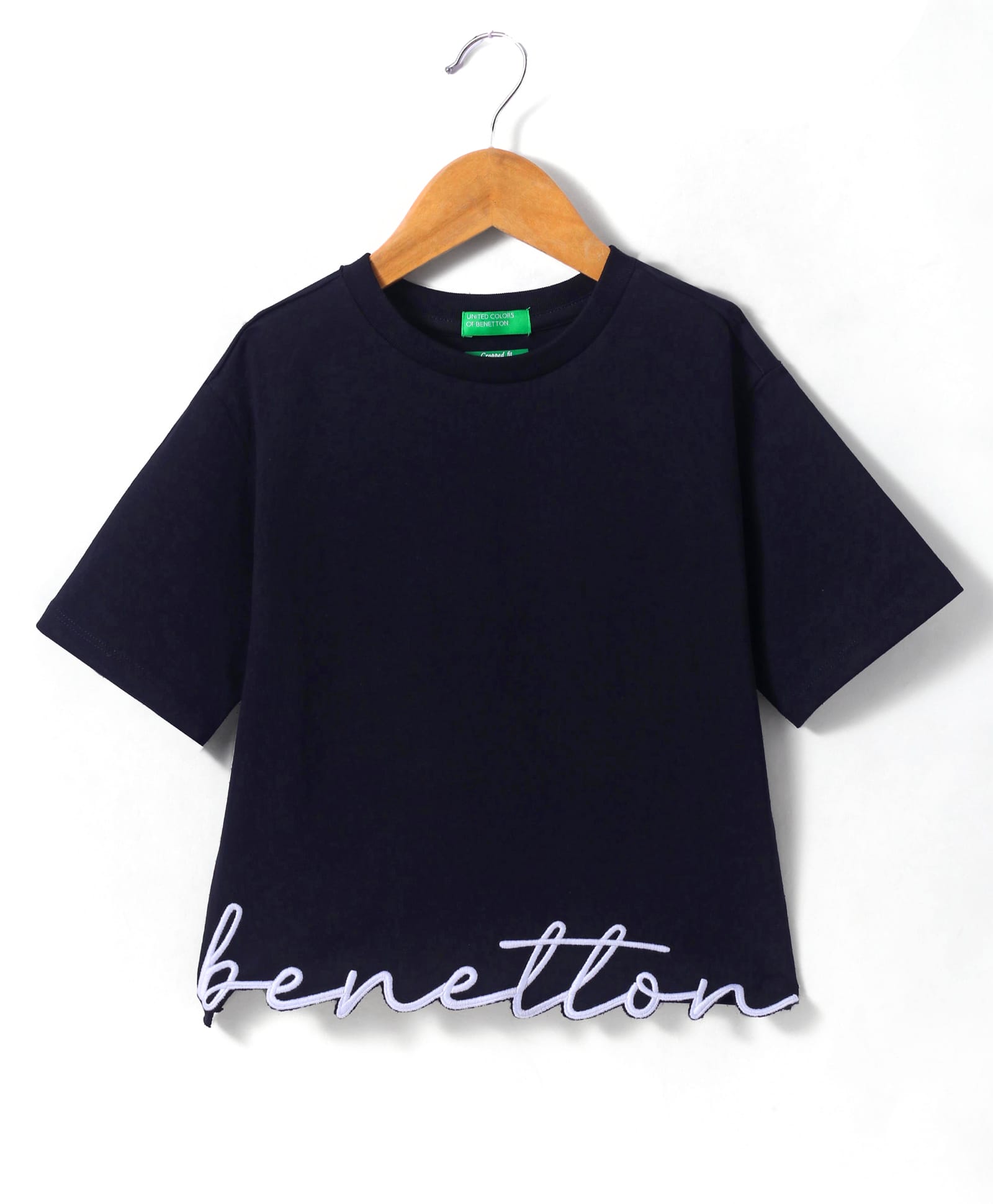 UCB Cotton Knit Half Drop Shoulder Sleeves T-Short with Brand Name Embroidery - Black-picture-28