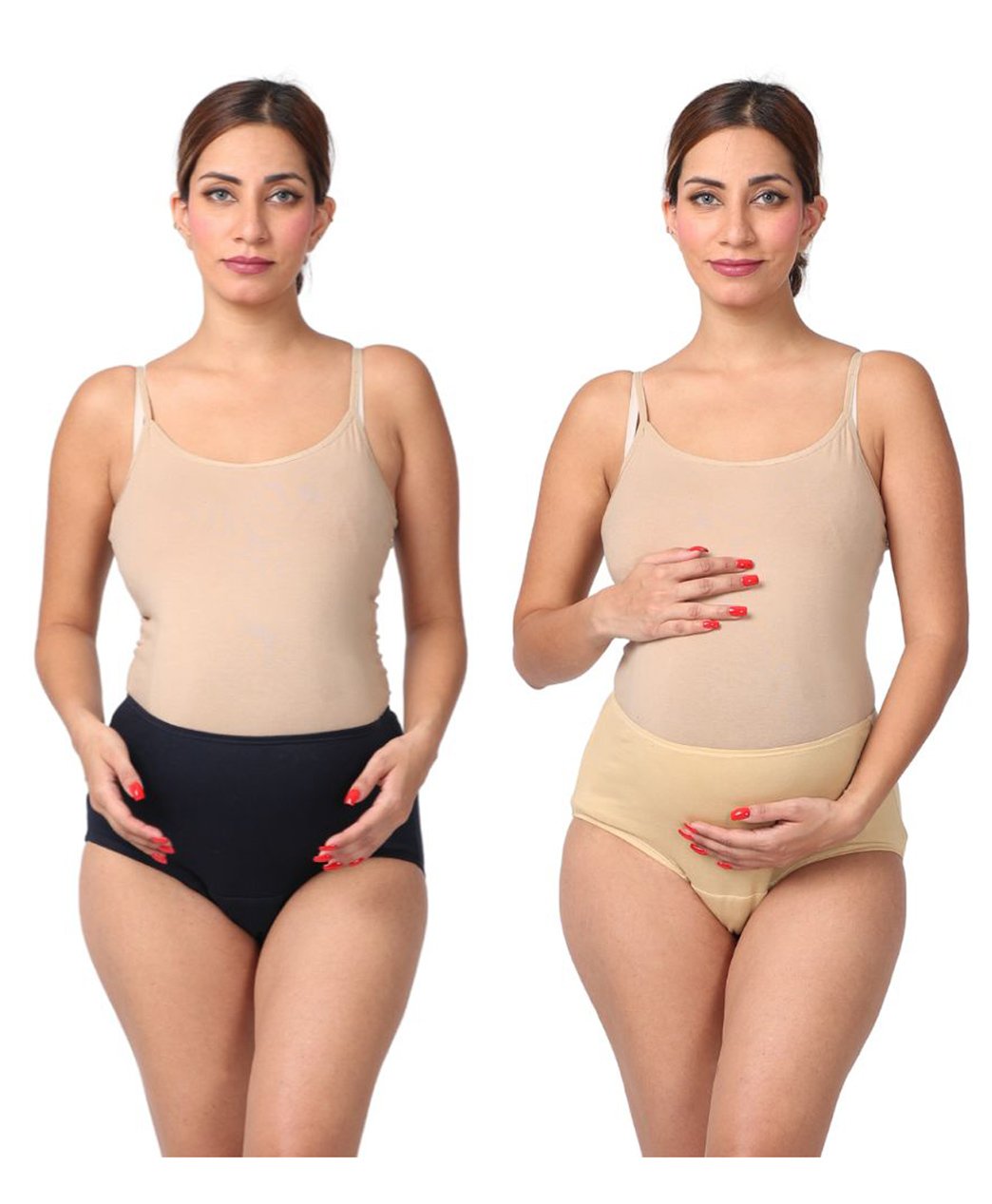 Morph Cotton Pack Of 2 Solid Incontinence Pregnancy Panties - Skin & Navy Blue-image-47