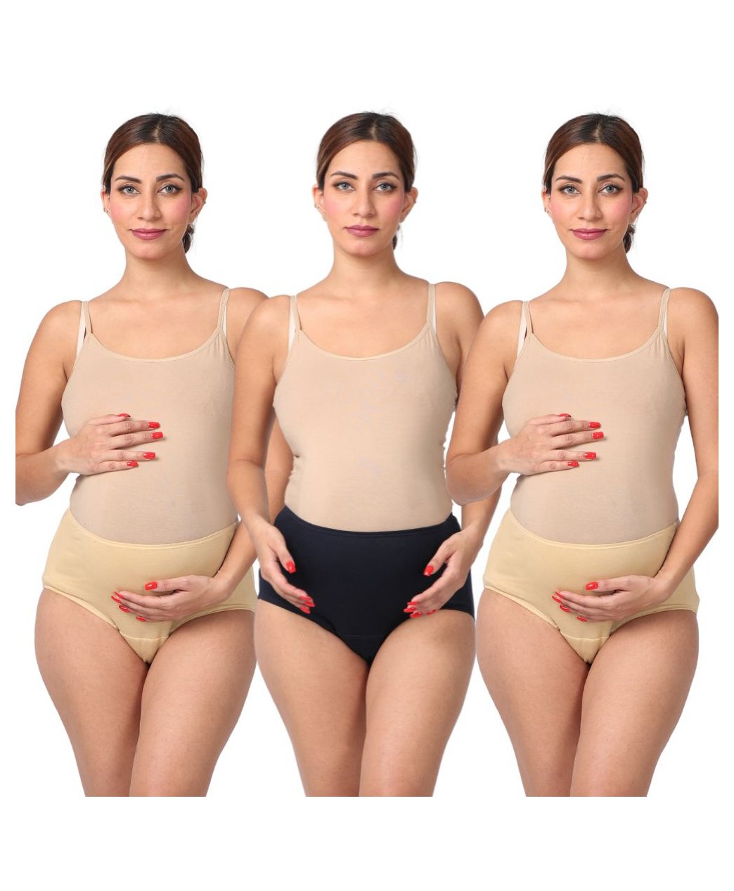 Morph Cotton Pack Of 3 Solid Incontinence Pregnancy Panties - Skin & Navy Blue-picture-19