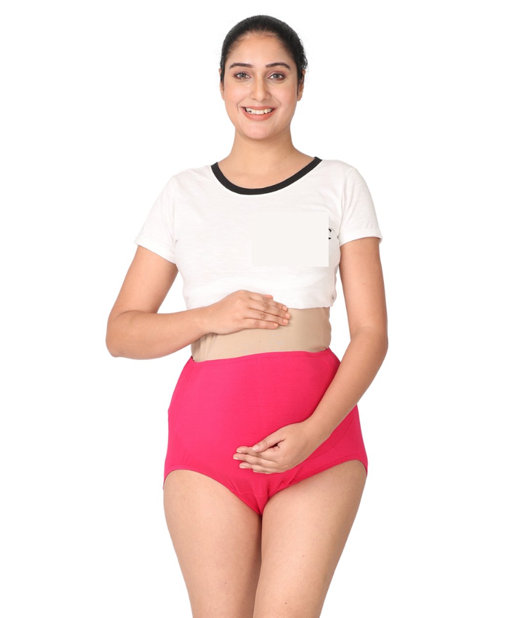 Morph Cotton Spandex Solid High Waist Maternity Belly Panel Panty - Dark Pink-picture-23