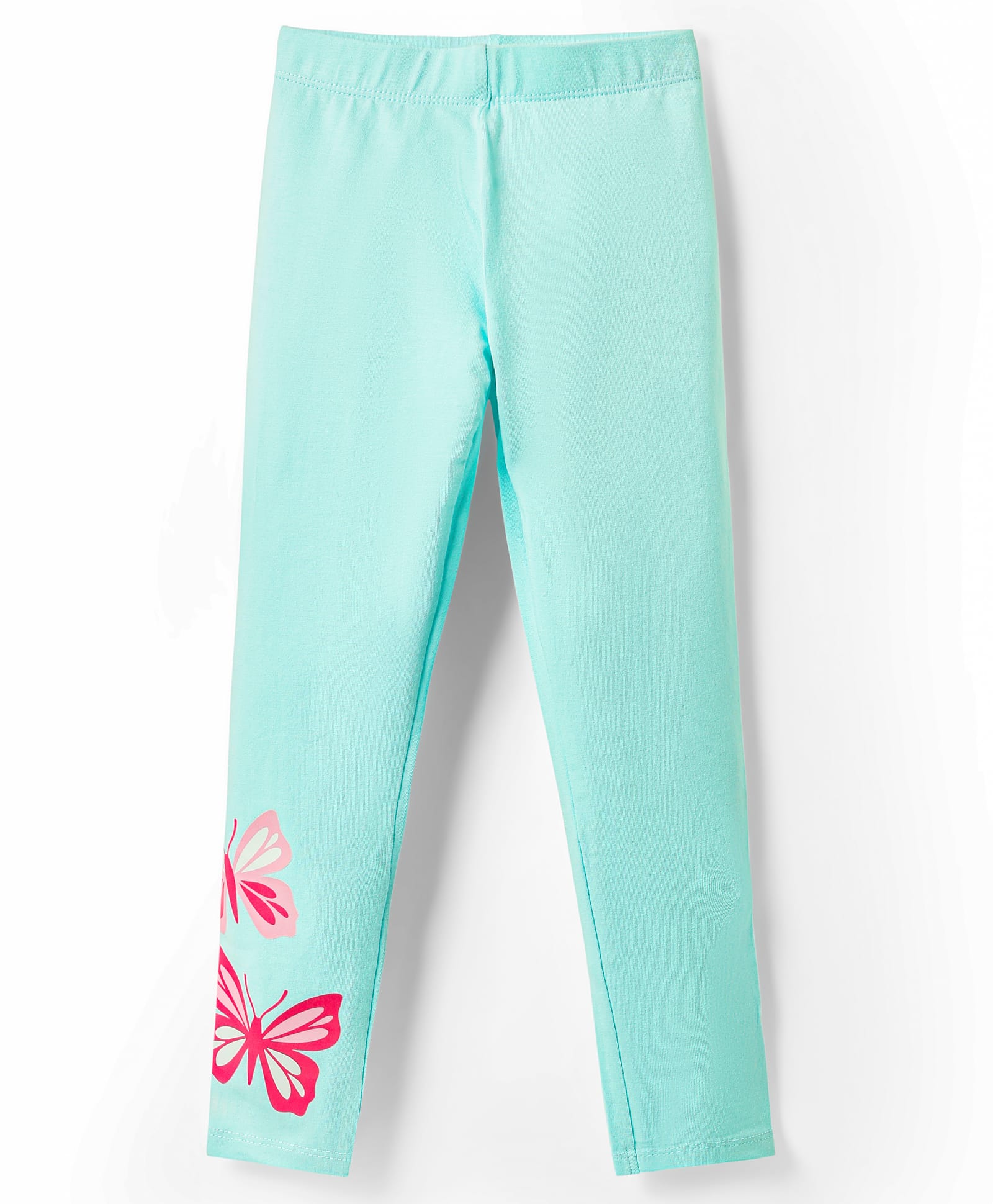 Babyhug Cotton Knit Full Length Leggings with Butterfly Print - Light Blue-picture-12