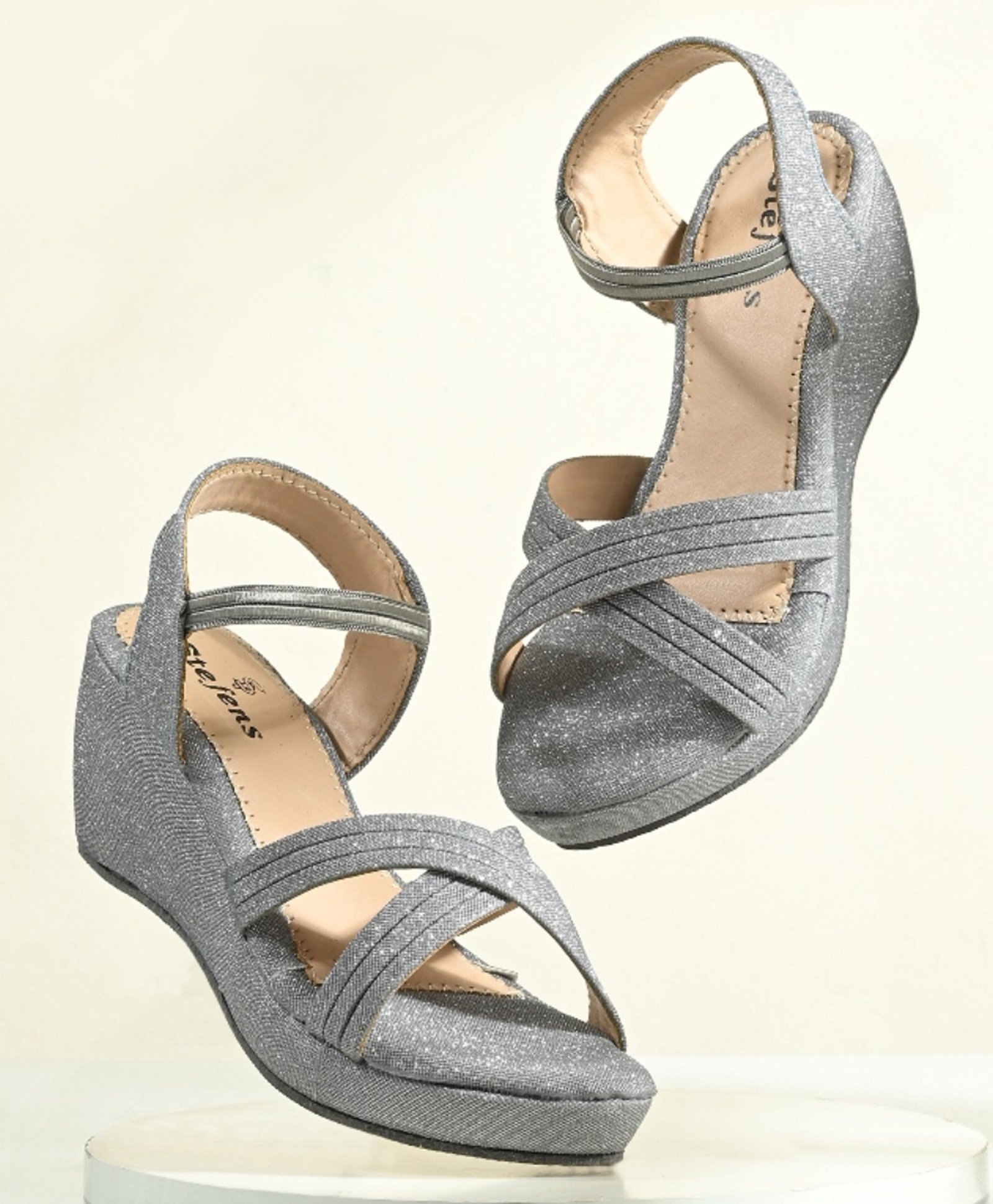 Stefens Shimmered Slip On Party Sandals - Grey-picture-40