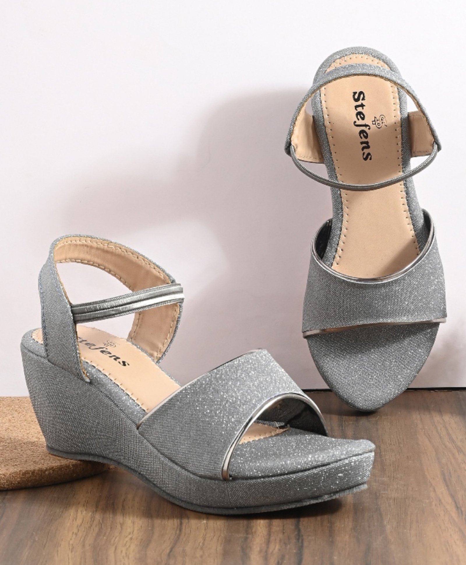 Stefens Shimmered Slip On Sandals - Grey-picture-25