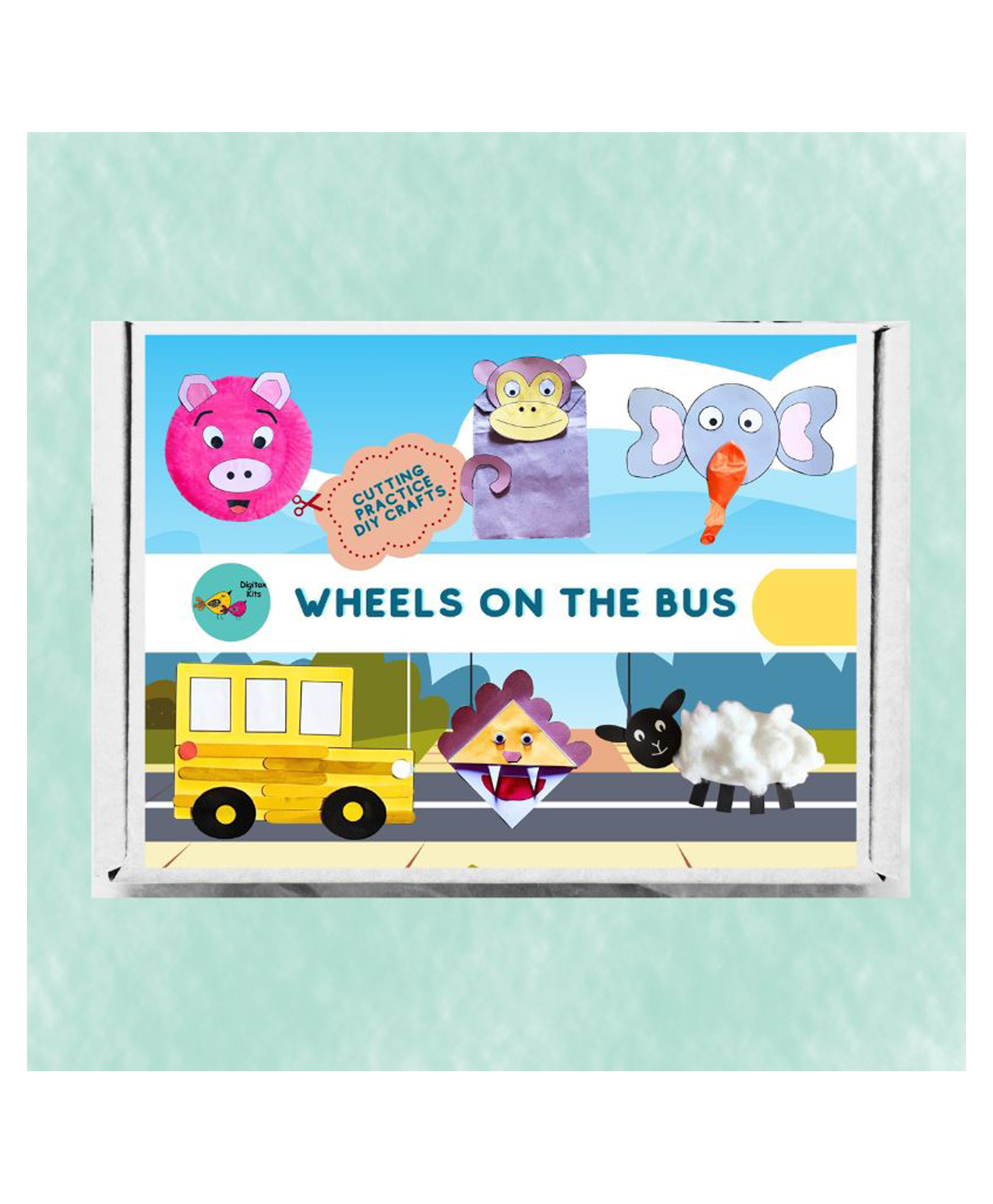 Digitox Make Your Own Wheel on the Bus Characters DIY Art and Craft Kit | DIY Activity for Kids | Birthday Ideas for Kids - Light Blue-picture-18