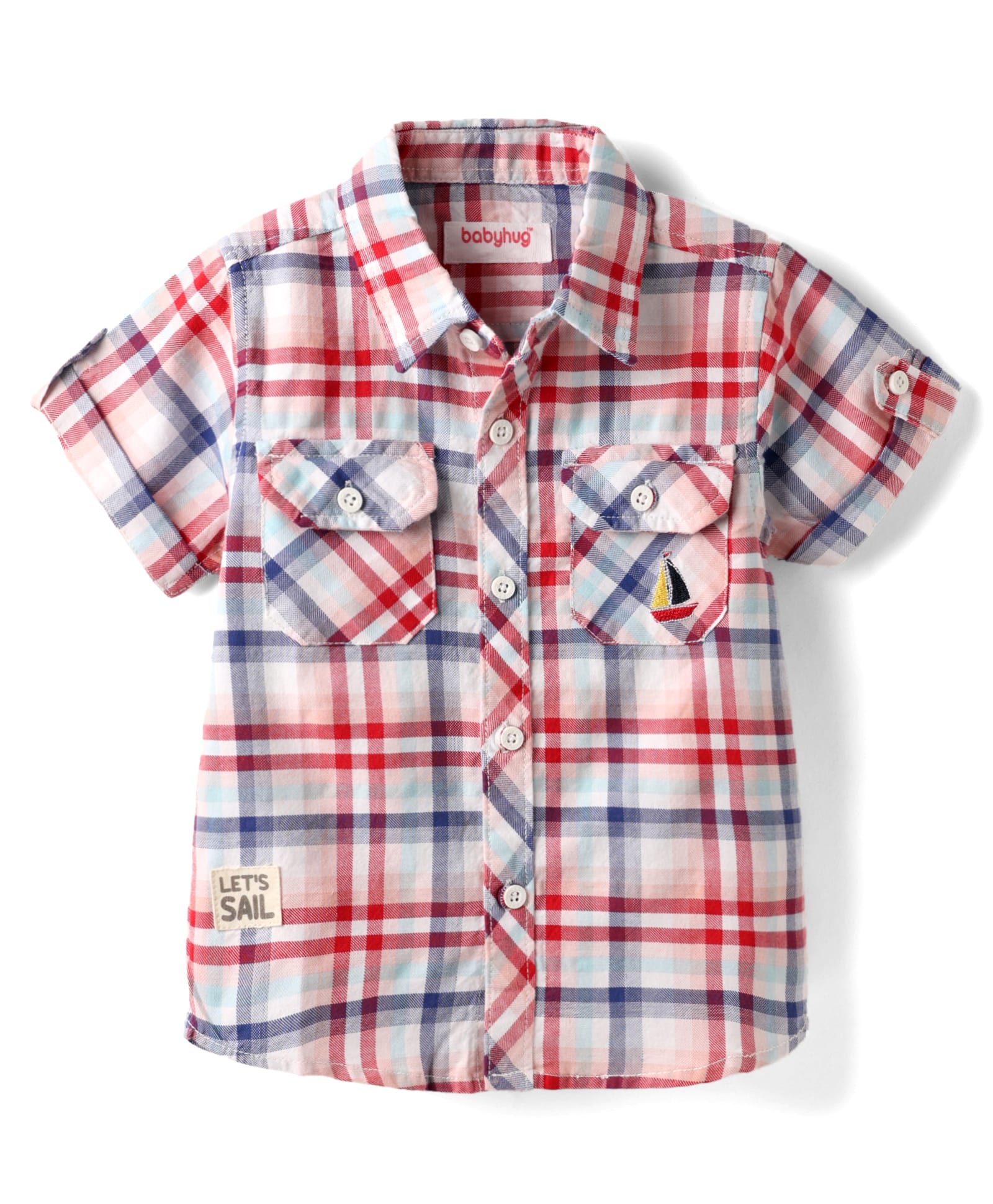 Babyhug Cotton Woven Half Sleeves Checkered Shirt - Red-image-33