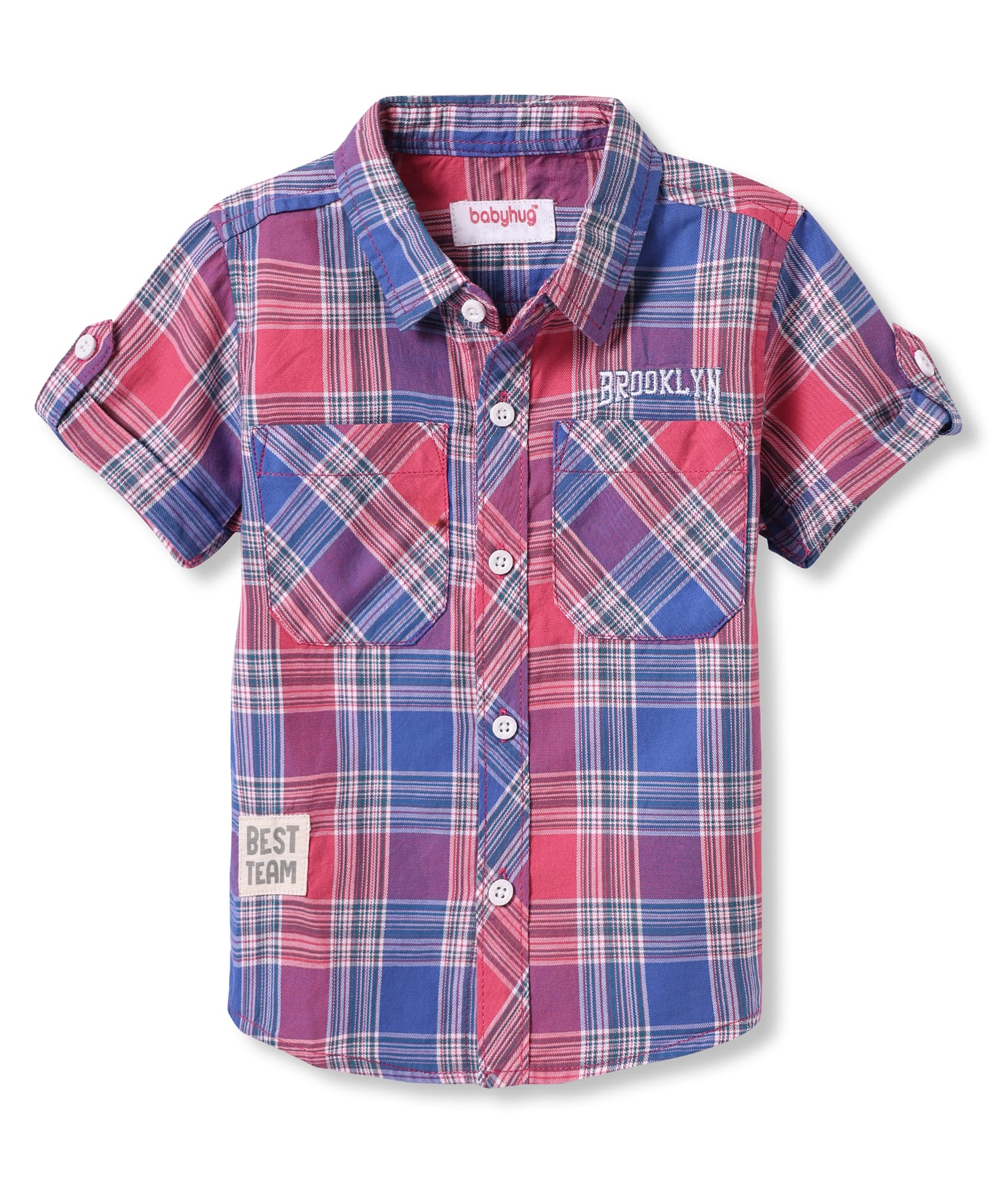 Babyhug Cotton Woven Half Sleeves Checks Shirt - Blue-picture-25