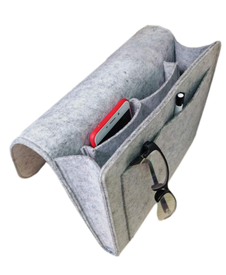 House of Quirk Bedside Caddy| Ipad Holder | Dorm College Room, Bunk Bed, Hospital Bed, Kids Baby Bed | Hanging Storage Organizer Remote Holder Light/Grey-image-40