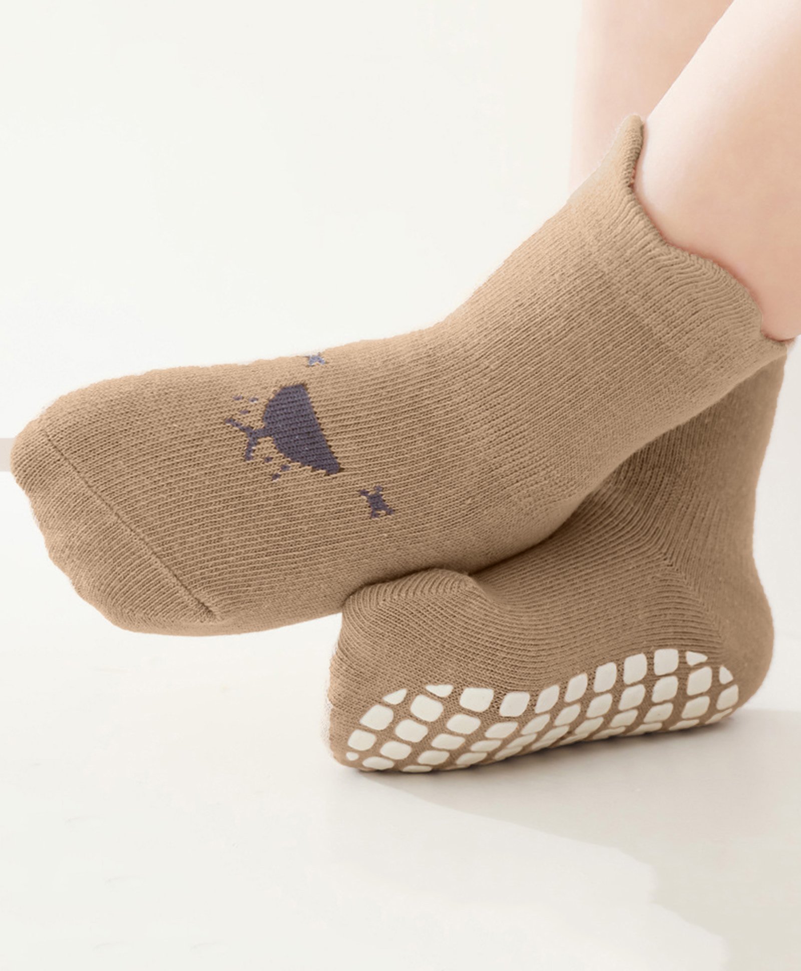Bembika Cotton Animal Face Designed Socks - Brown-image-19