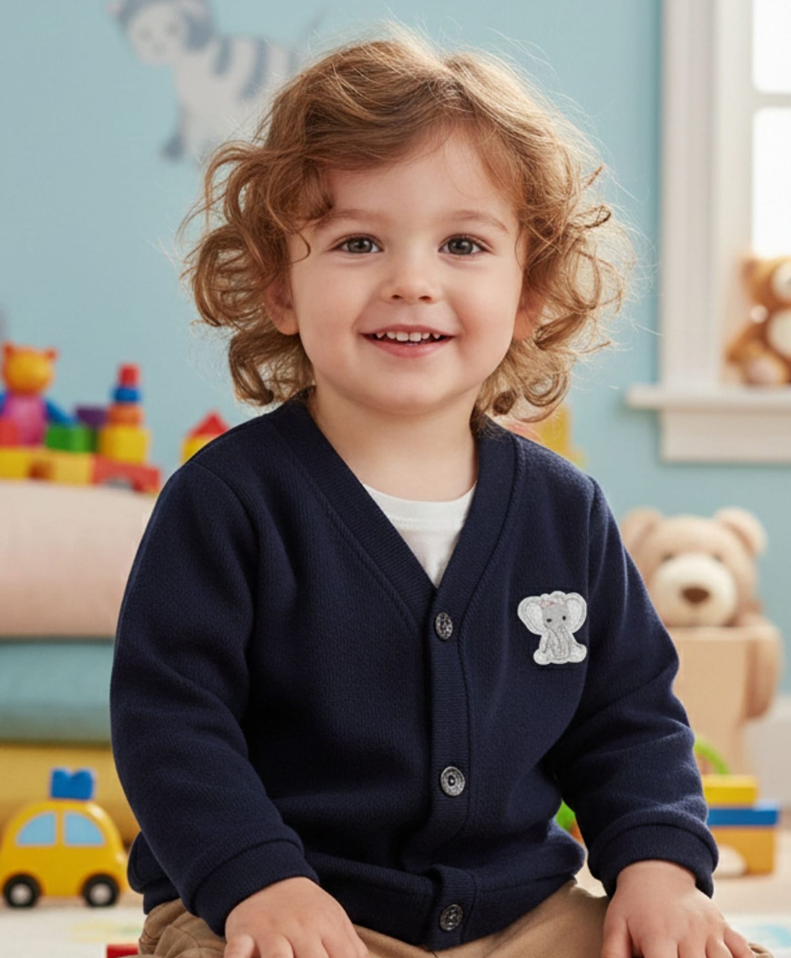 Bembika Cotton Knit Full Sleeves Elephant Embroidered Sweater - Navy Blue-image-34