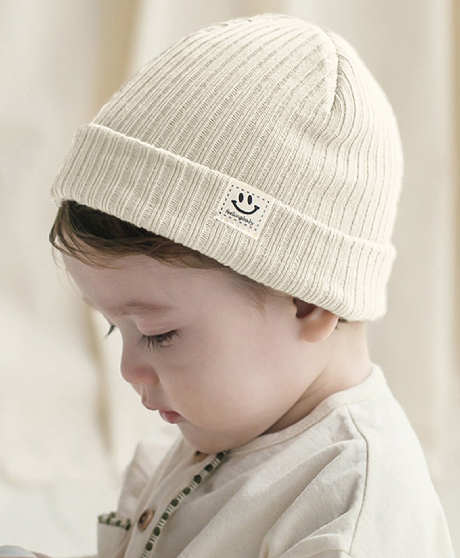 Bembika Cotton Self Designed Beanie Cap - Off White-picture-11