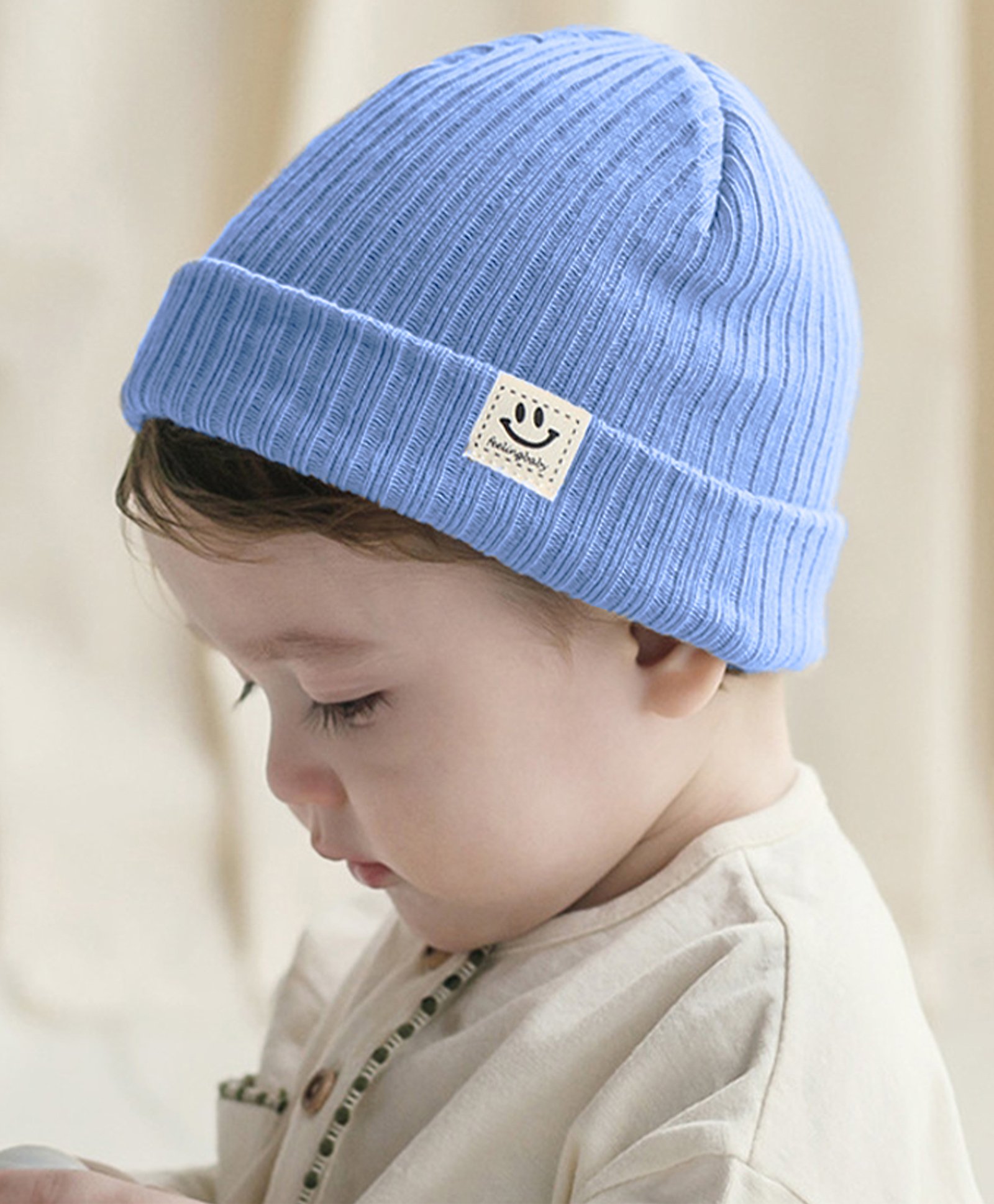 Bembika Cotton Self Designed Beanie Cap - Blue-image-3
