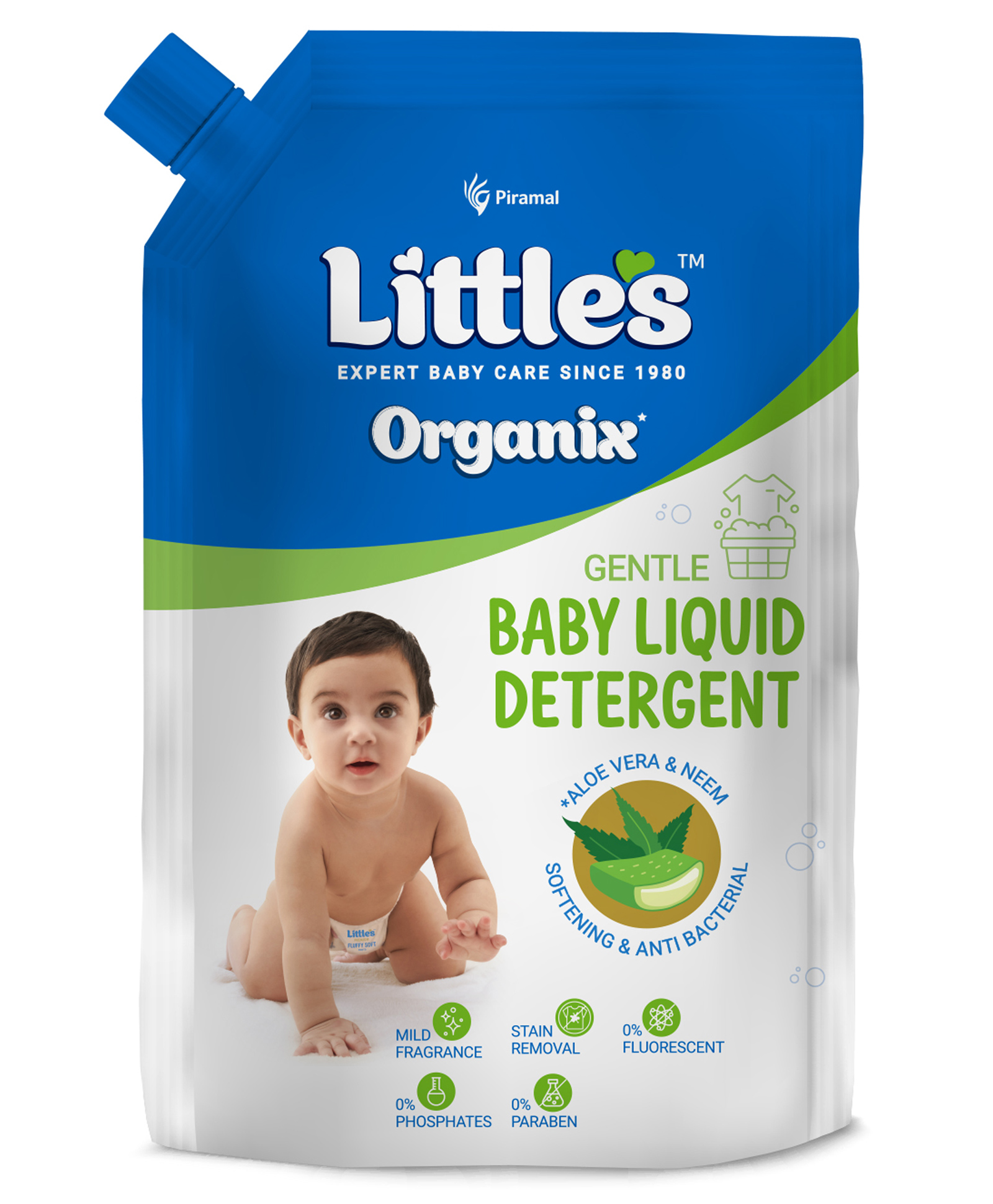 Little's Organix Gentle Baby Detergent Liquid for Clothes | Anti-Bacterial Enriched With Aloe Vera & Neem Extracts | Free from Brighteners & Bleach - 1 Litre & Refill-picture-14