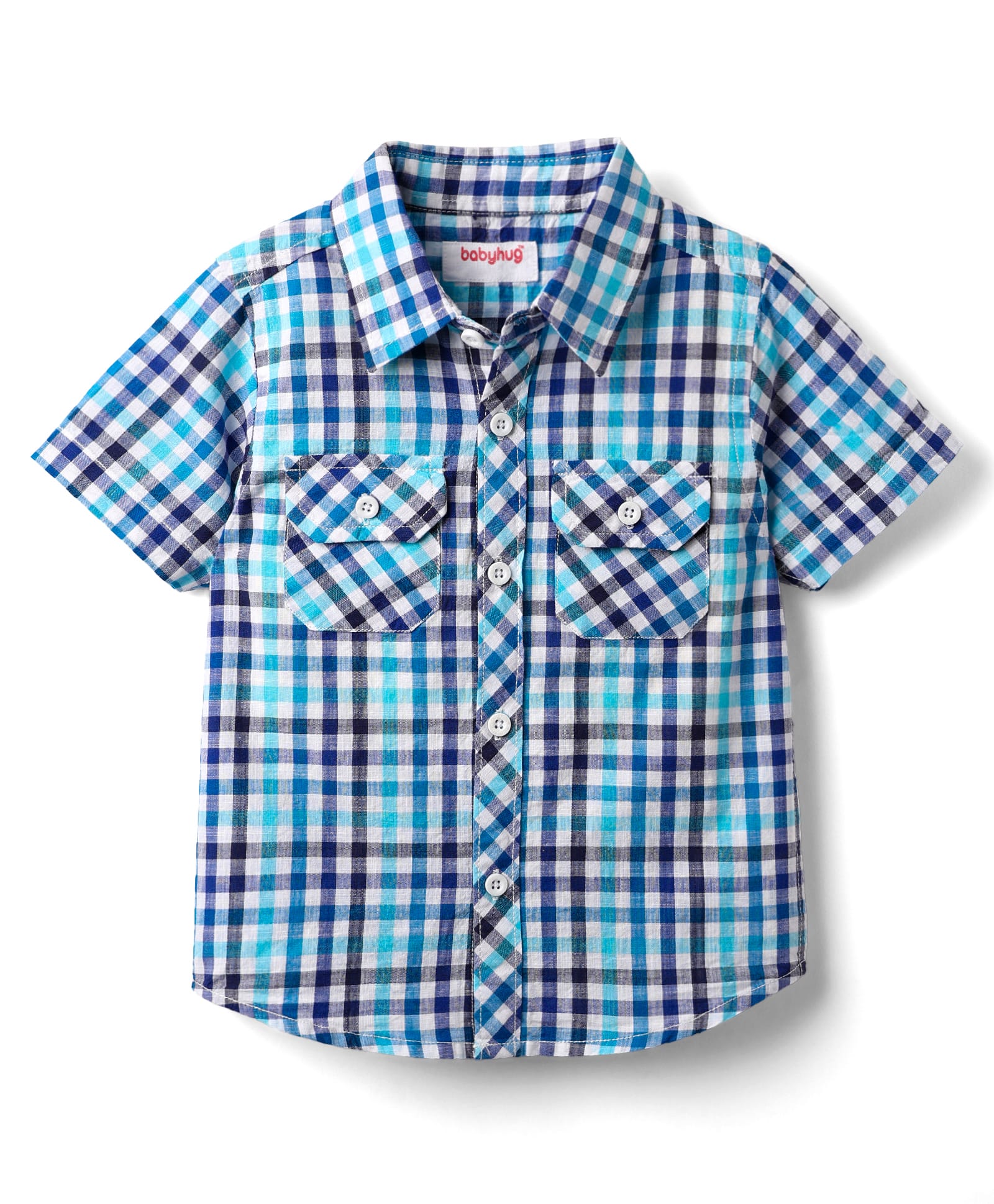 Babyhug Cotton Woven Half Sleeves Checkered Shirt - Light Blue-picture-11