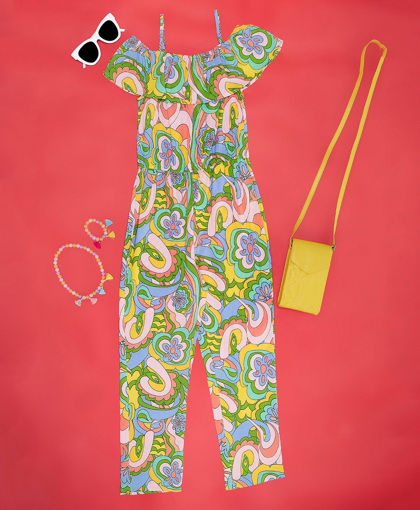 YU by Pantaloons Rayon Cold Shoulder Sleeves Floral Printed Jumpsuit - Multi Colour-picture-27
