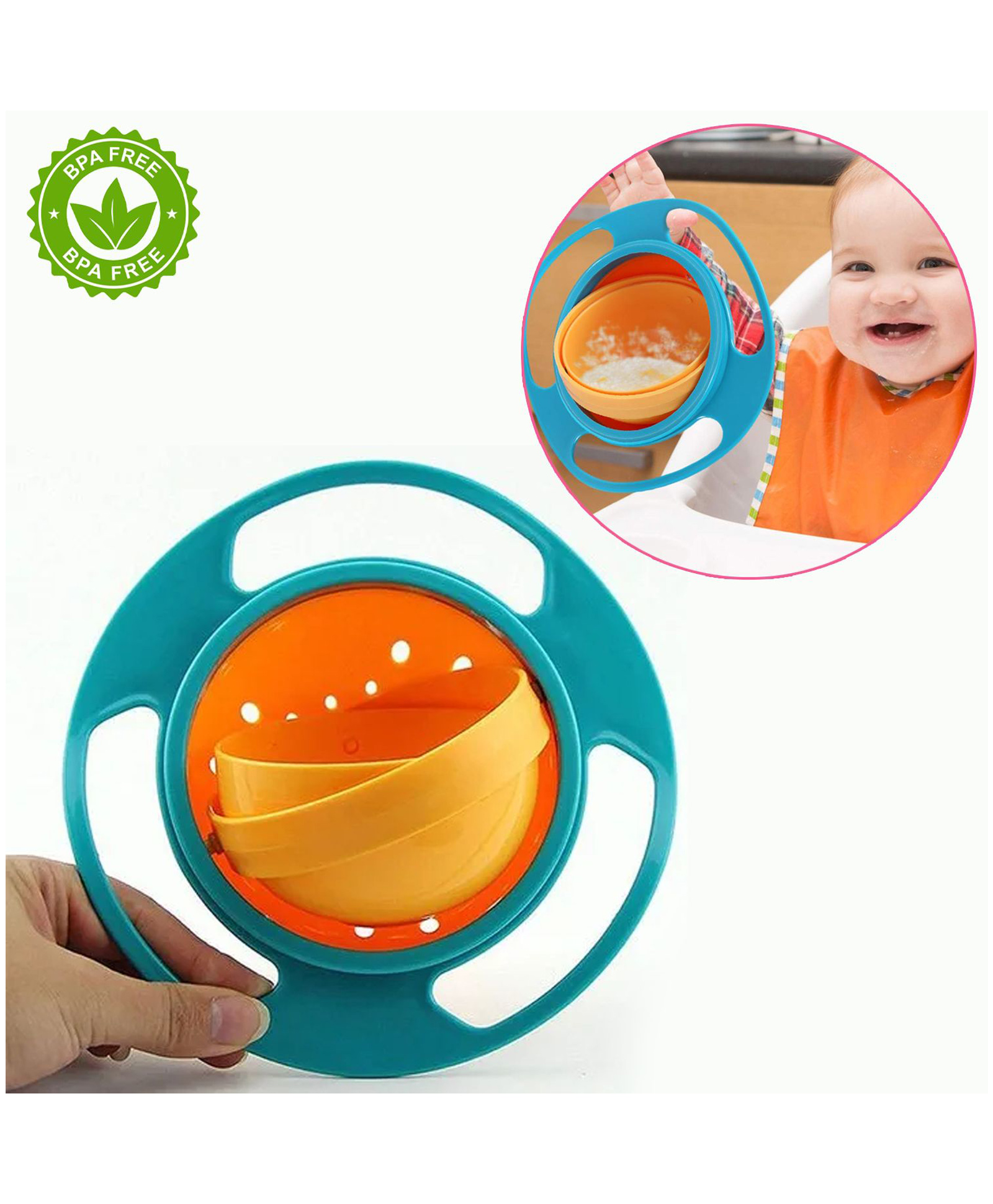 Safe-O-Kid BPA-Free Gyro Bowl for BabiesSpill-Proof, Non-Toxic, Safe, and Fun for Little Ones, Durable, Easy to Clean, Ideal for Self-Feeding-picture-3