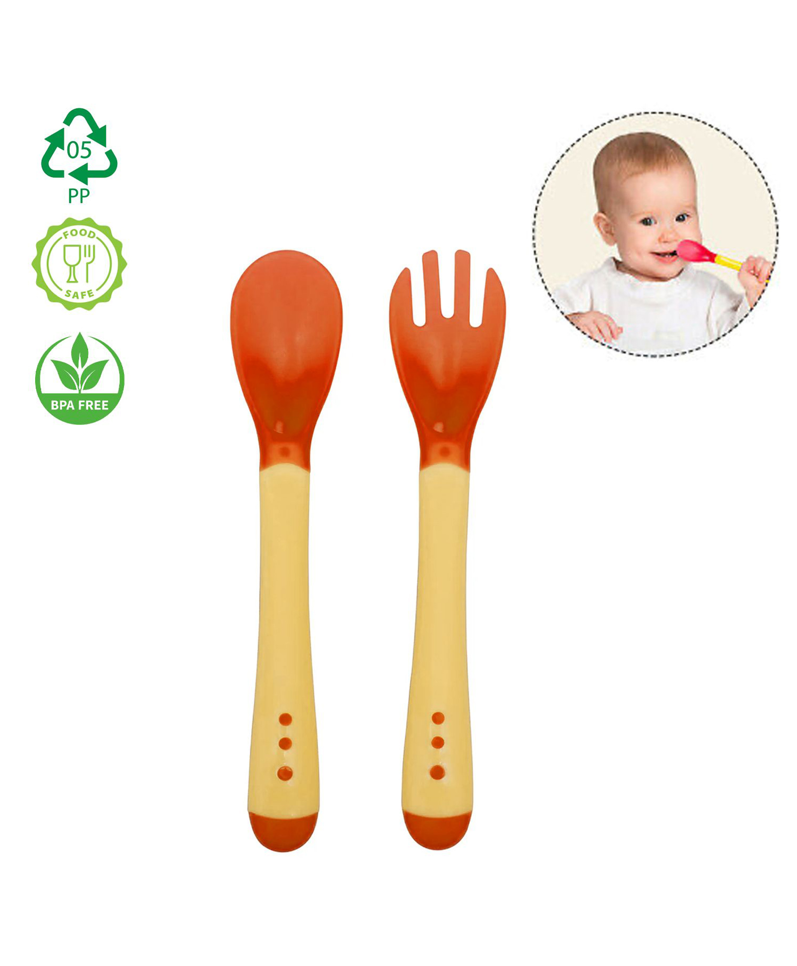 Safe-O-Kid BPA-Free Heat Sensitive Spoon and Fork SetNon-Toxic, Safe, Soft Silicone Tips for Easy Baby Feeding, Changes Color to Indicate Food Temperature-picture-16