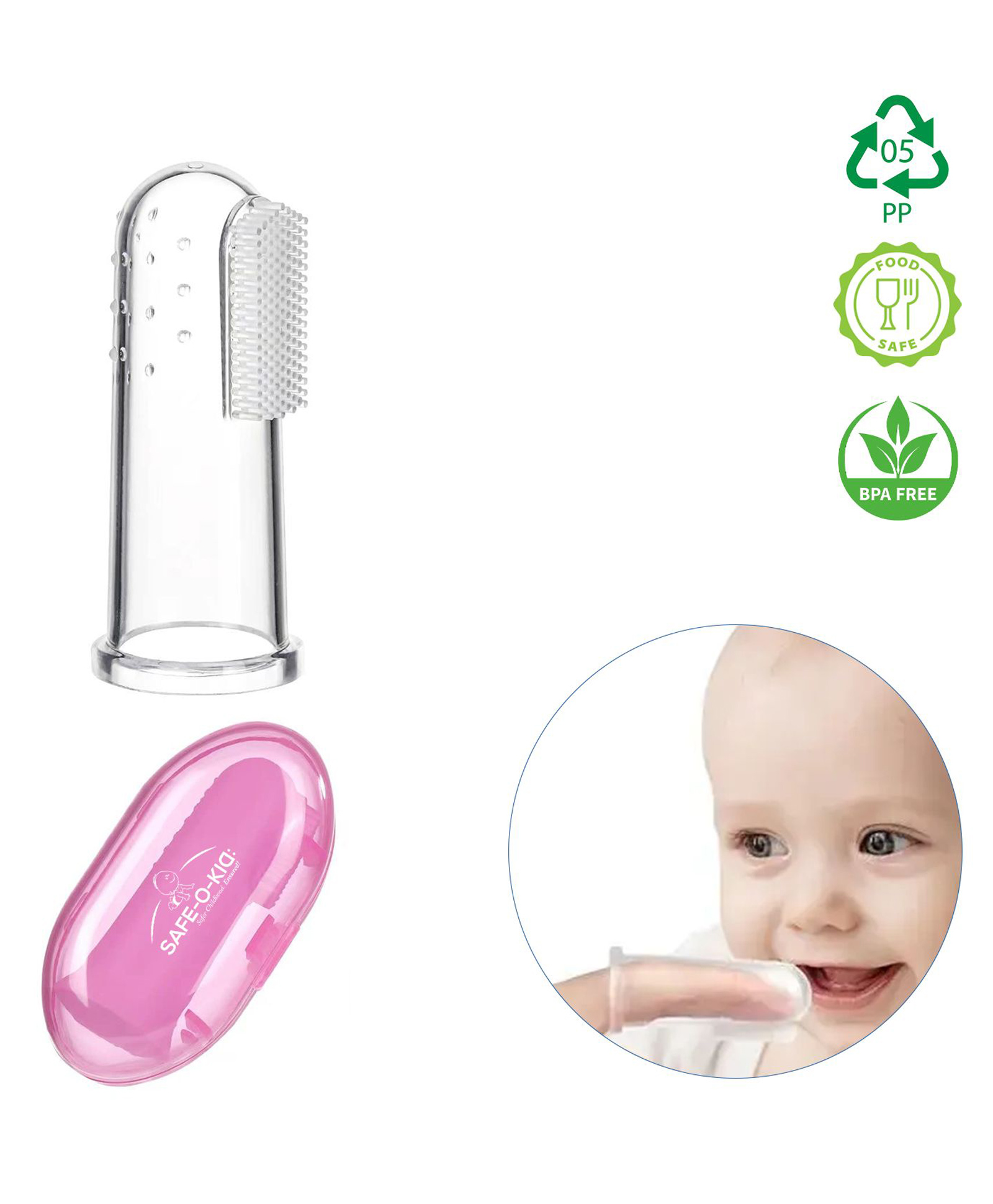 Safe-O-Kid BPA-Free Finger Brush and Tongue CleanerSoft, Non-Toxic Silicone Finger Brush for Gently Cleaning Baby's Gums, Tongue, and First Teeth-image-47