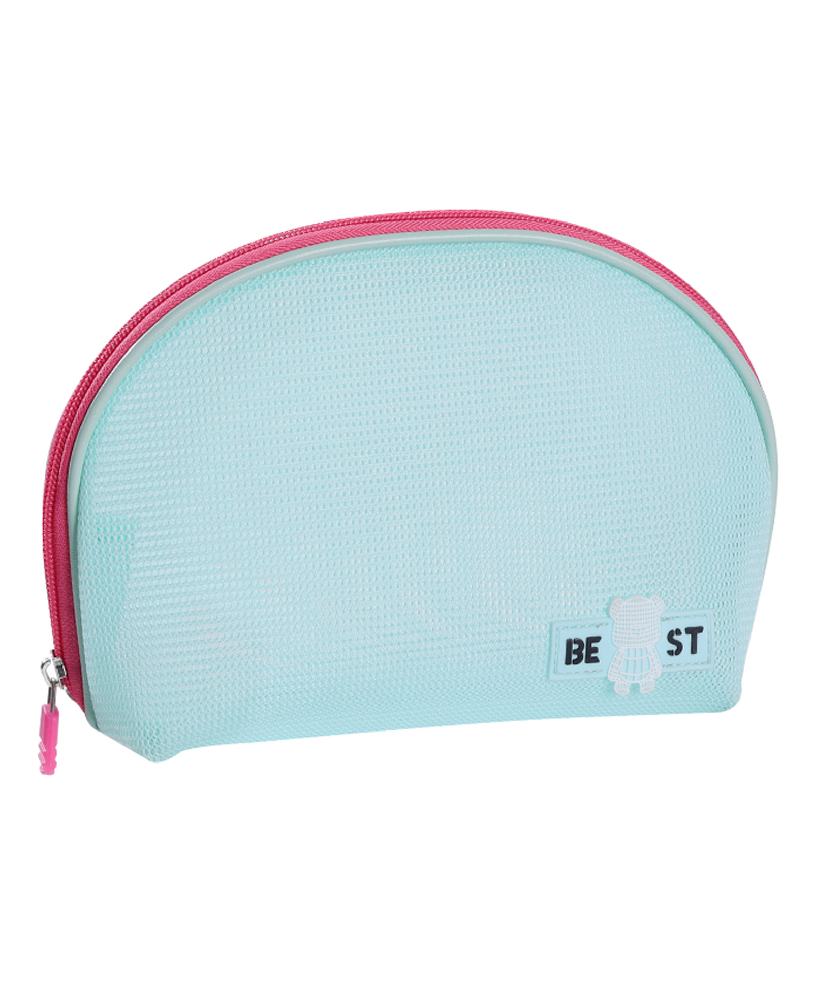 Uninest Semi-Circle Makeup Travel Bag with Zipper, Cosmetic Bag with Mesh Storage for Women, Daily Travel Essentials (Blue)-image-3