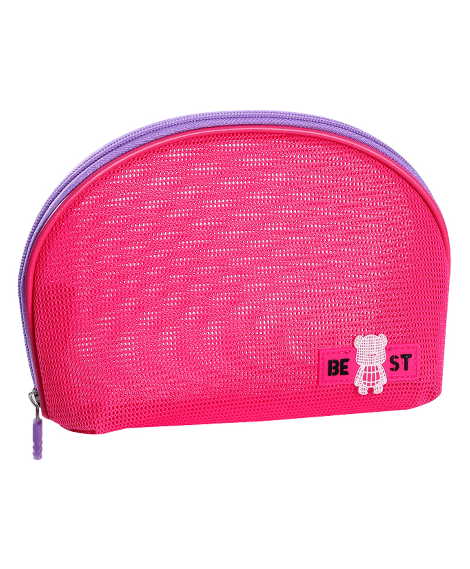 Uninest Semi-Circle Makeup Travel Bag with Zipper, Cosmetic Bag with Mesh Storage for Women, Daily Travel Essentials (Pink)-image-23