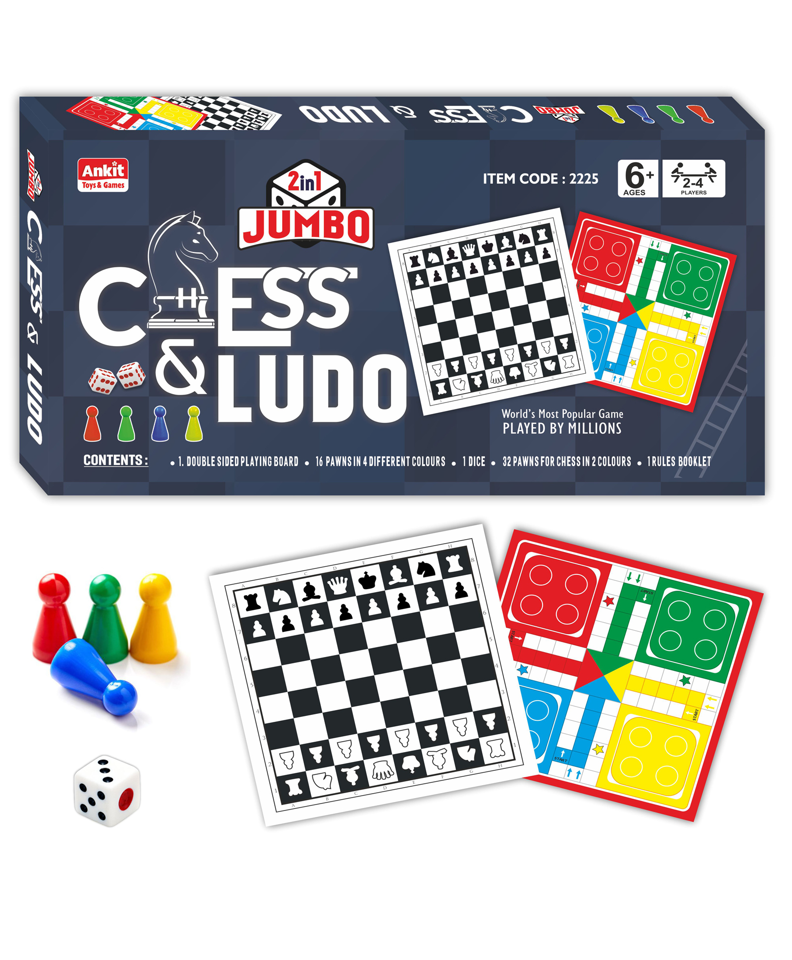 Ankit Toys & Games 2 IN 1 Jumbo Chess & Ludo - Multicolor-image-26