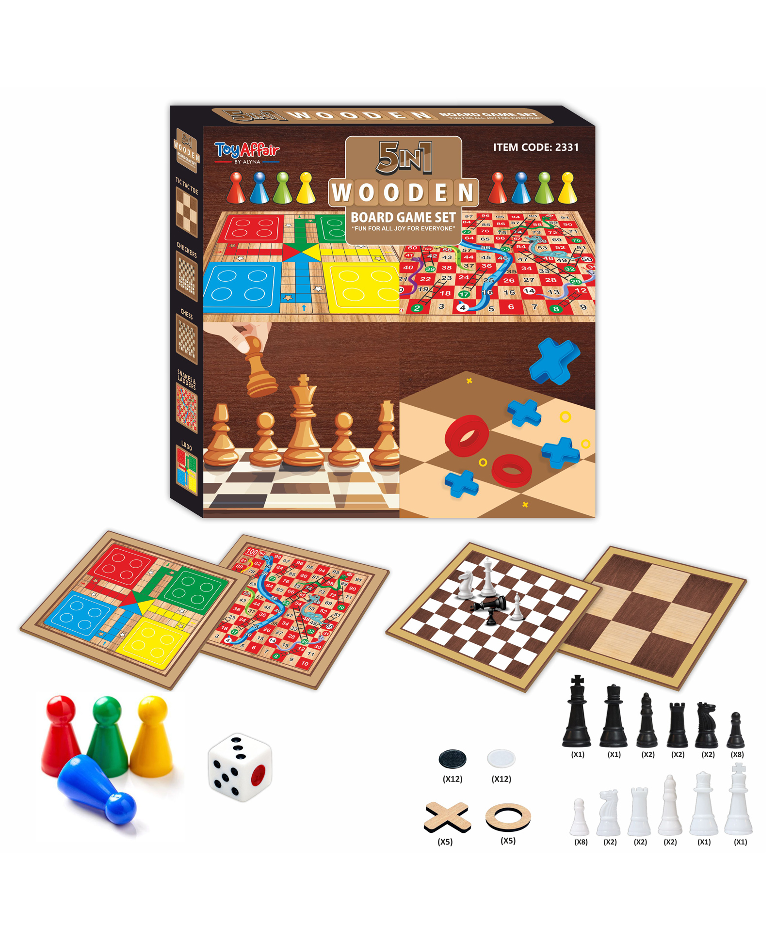 Ankit Toys & Games 5 IN 1 Wooden Board Game Set-picture-14