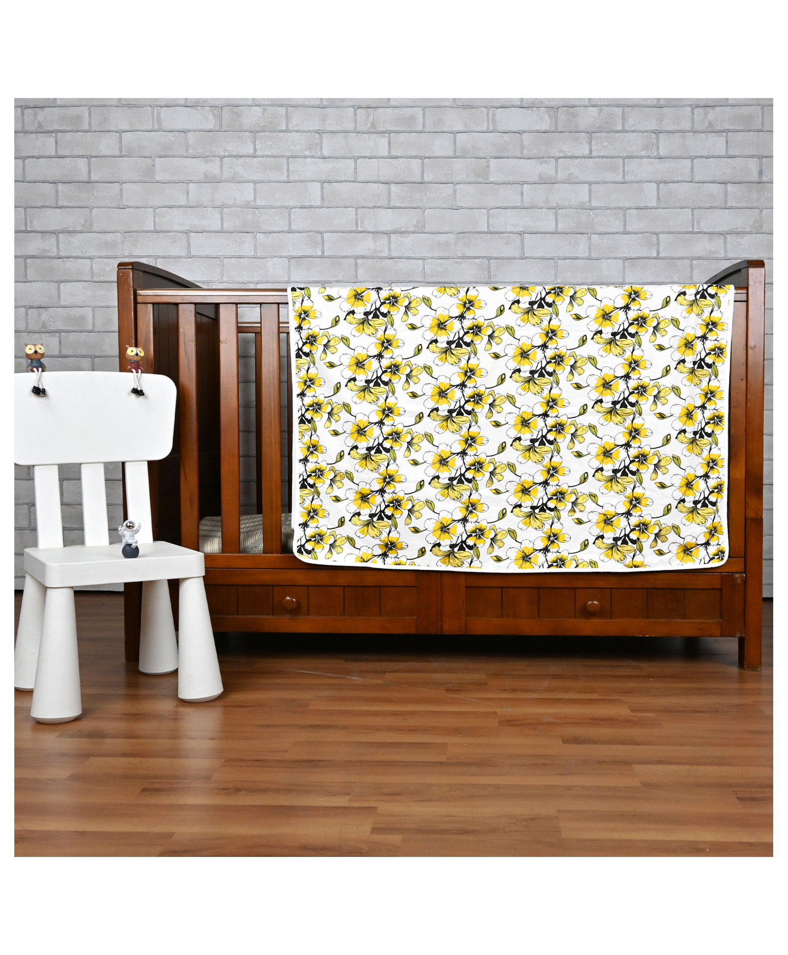Divine Casa Floret 100% Cotton Single Kids Dohar | 144 TC | Soft & Lightweight All-Season Blanket for Kids - Daffodil Yellow-image-47