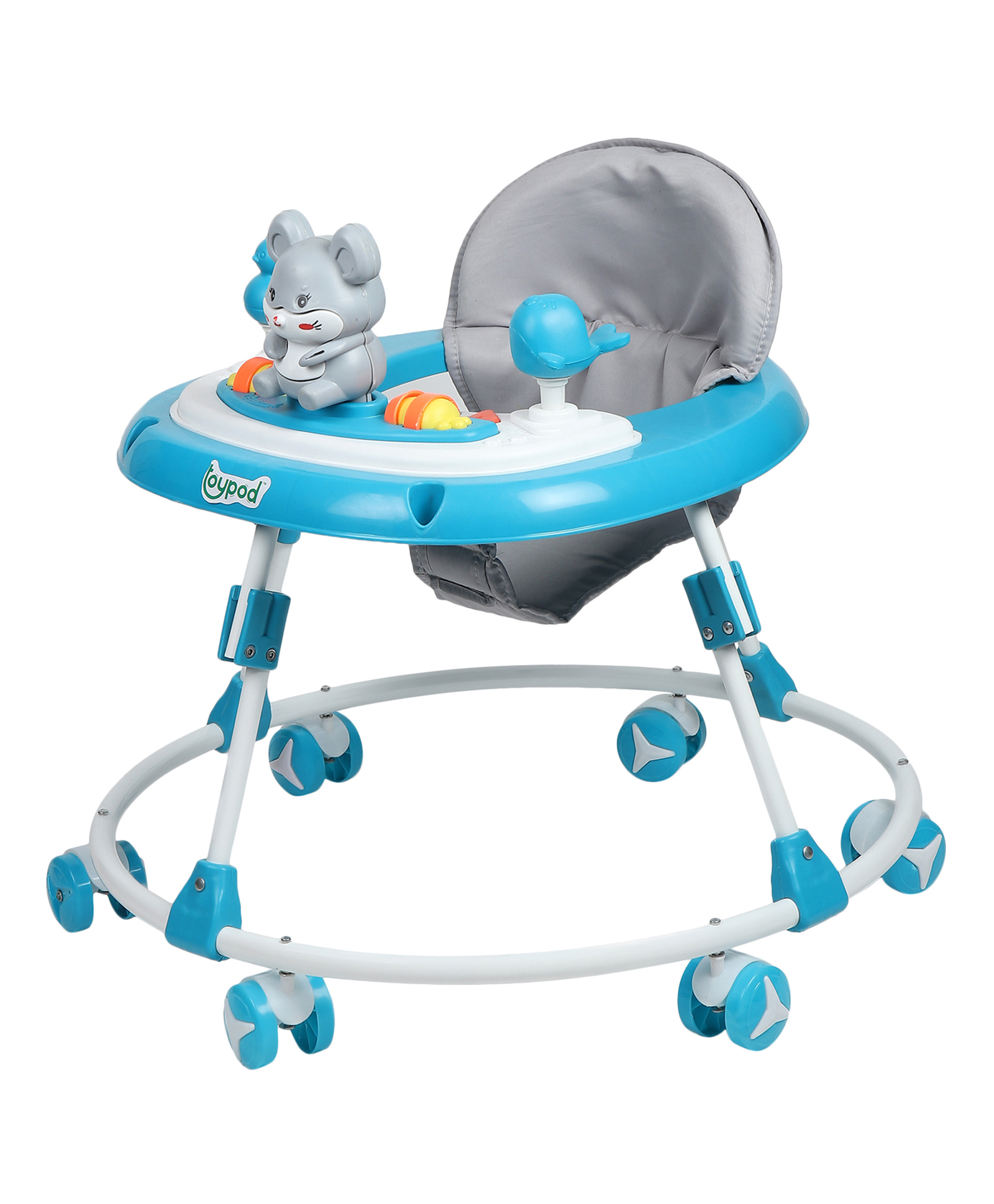 JoyRide Bunny Musical Round Kids Walker with Foldable, Adjustable Cushion Seat | Activity Walker for Baby with Rattle Toy Bar | Walker Baby 6-24 Months Boys Girls-picture-30