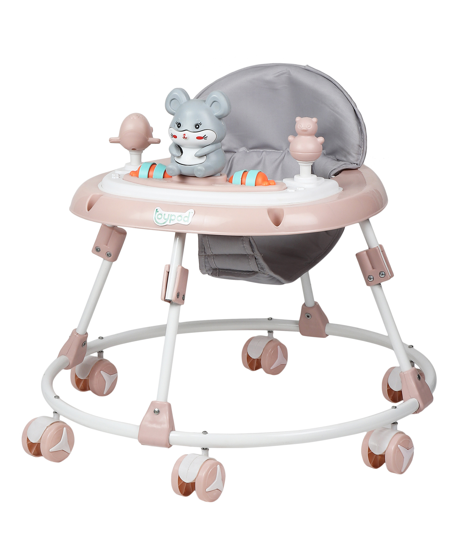 JoyRide Bunny Musical Round Kids Walker with Foldable, Adjustable Cushion Seat | Activity Walker for Baby with Rattle Toy Bar | Walker Baby 6-24 Months Boys Girls-picture-31