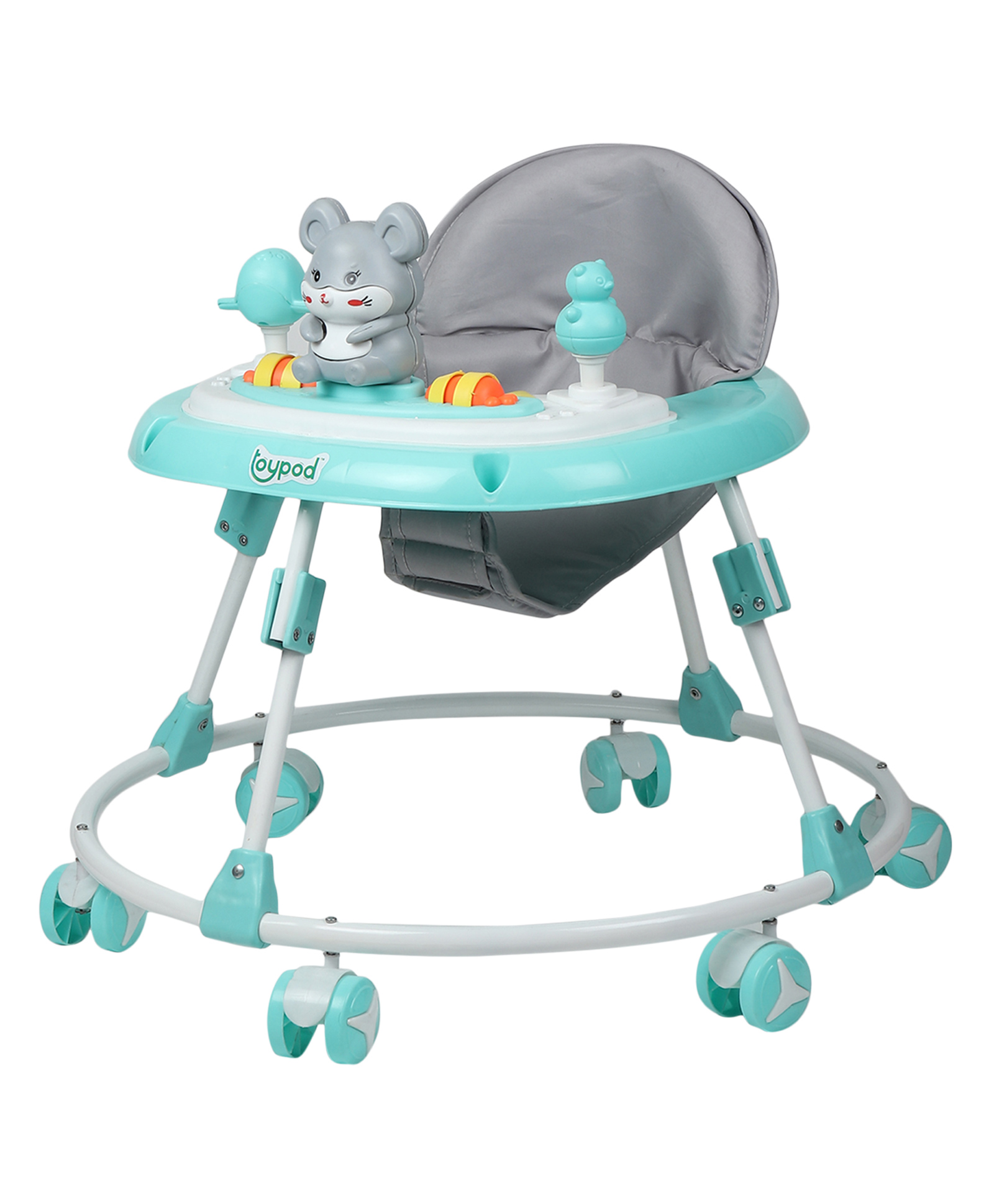 JoyRide Bunny Musical Round Kids Walker with Foldable, Adjustable Cushion Seat | Activity Walker for Baby with Rattle Toy Bar | Walker Baby 6-24 Months Boys Girls-picture-29