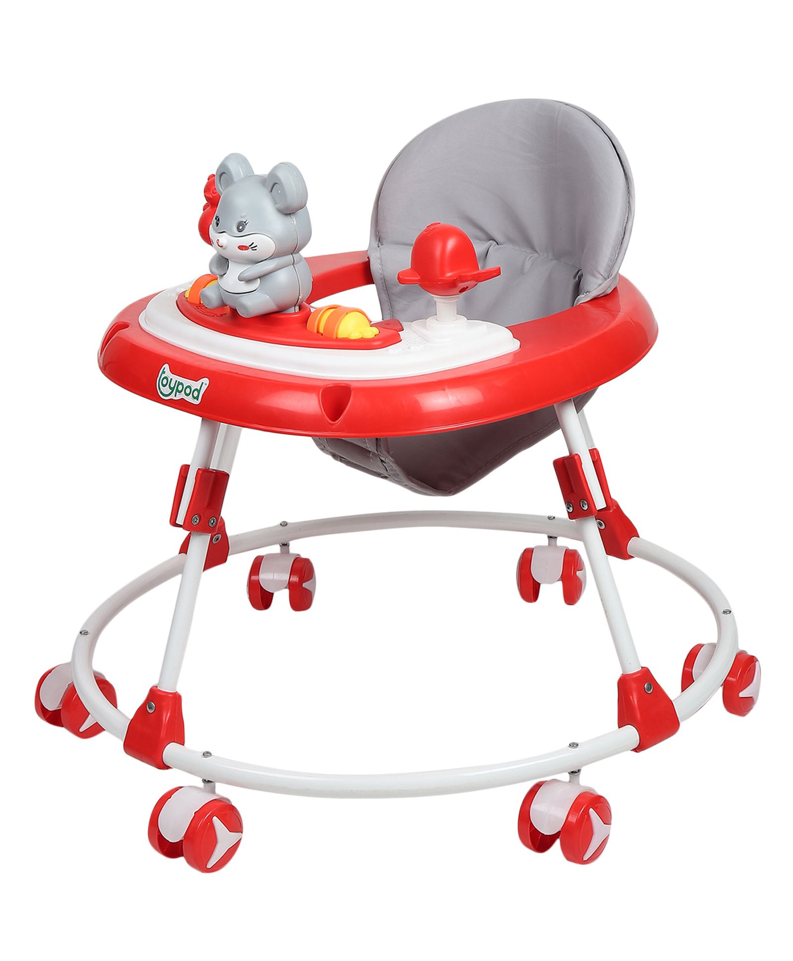 JoyRide Bunny Musical Round Kids Walker with Foldable, Adjustable Cushion Seat | Activity Walker for Baby with Rattle Toy Bar | Walker Baby 6-24 Months Boys Girls-image-25