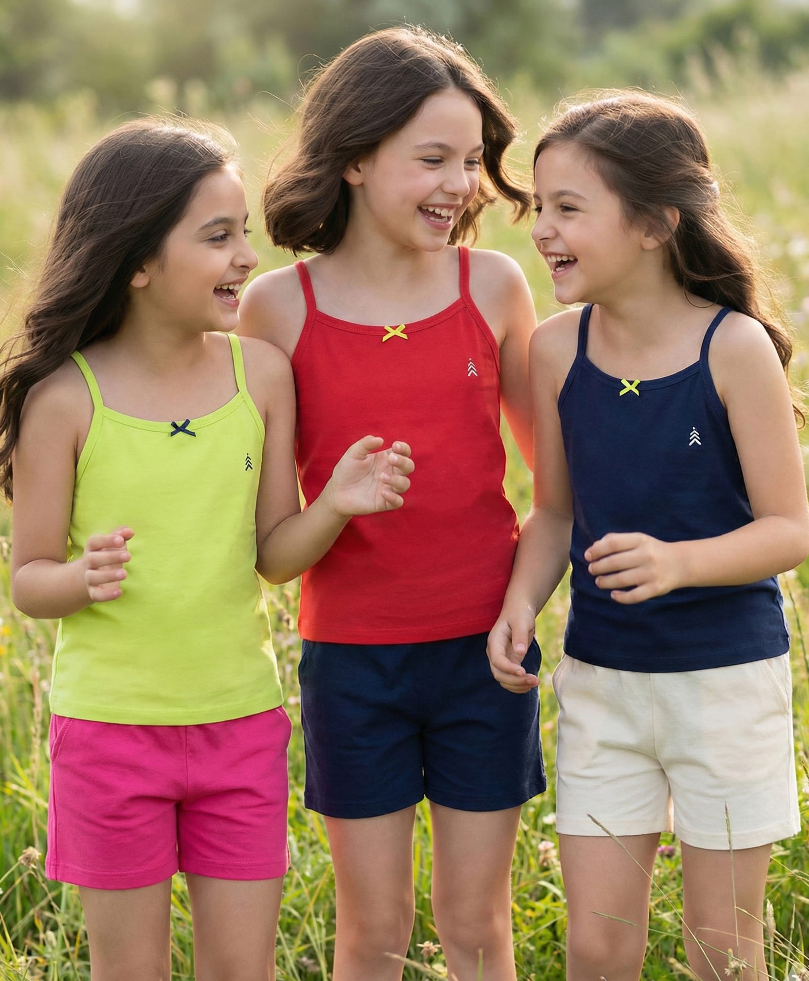 Pine Kids Cotton Elastane Knit Singlet Sleeves So;id Color Slips Pack of 3 (Color May Vary)-picture-20