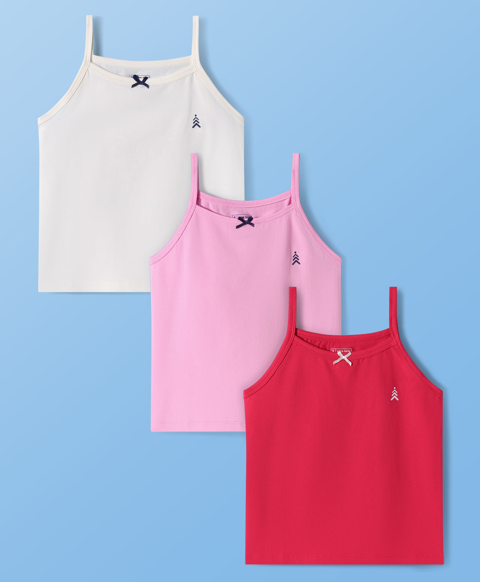 Pine Kids Cotton Elastane Singlet Sleeves Solid Color Slips Pack of 3 (Color May Vary)-picture-16